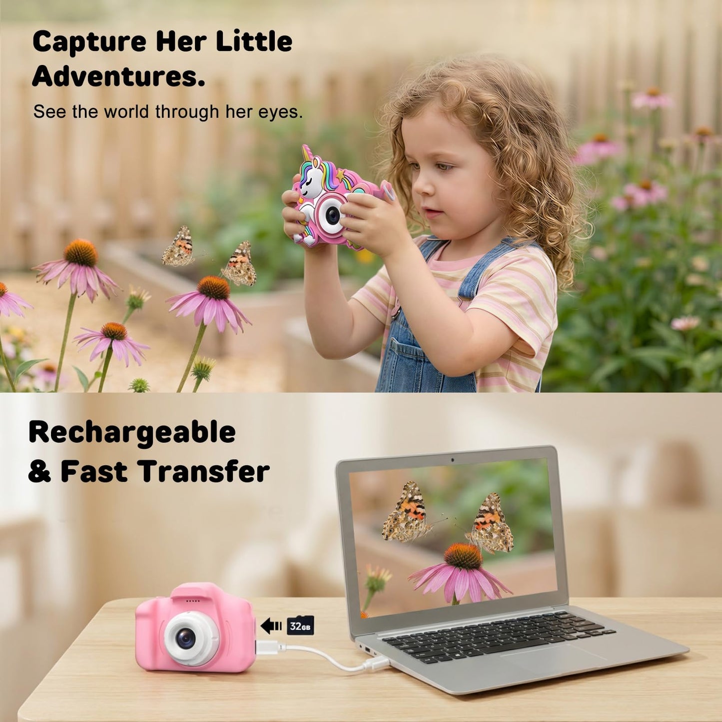 Kids Camera for Girls Toys Gifts: 3 4 5 Year Old Girl Gifts Small Children Selfie Digital Pink Camera for Kids, Christmas Birthday Gift for Girls Toy Cameras for Toddlers Age 3-5, 32G SD Card Included