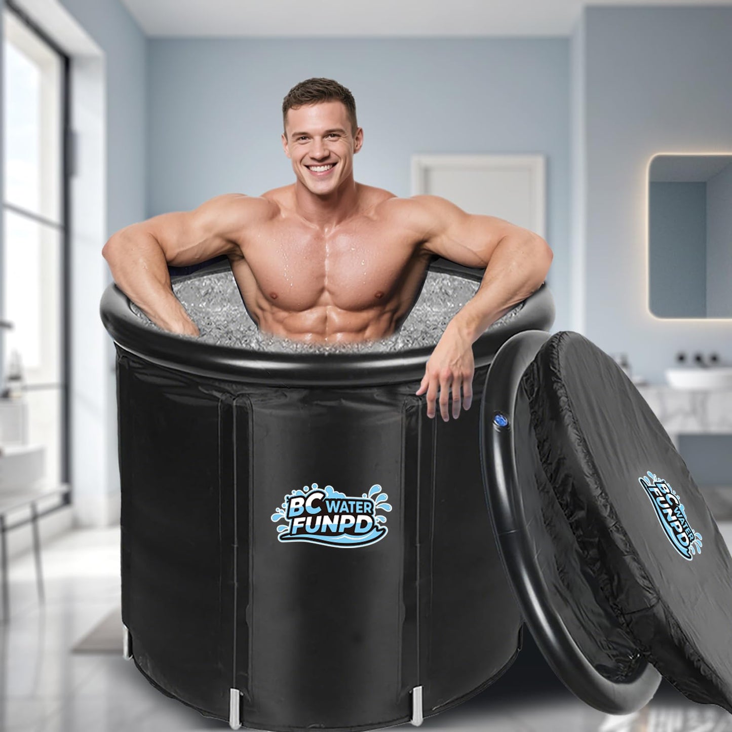 Ice Bath Tub for Athletes - Cold Plunge Tub Portable Ice Bath with Cover for Recovery & Cold Water Therapy, Inflatable Cold Plunge for Indoor Outdoor 85 * 75 cm