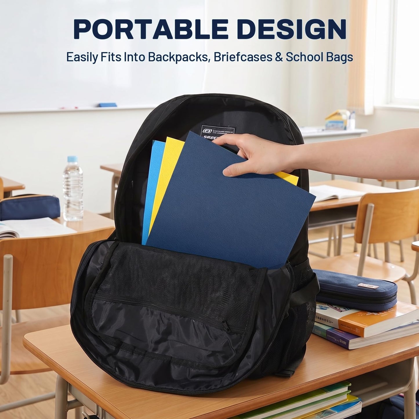 SUNEE Folders with Pockets(125 Pack, Dark Blue), 2 Pocket Folders Fit Letter Size Paper, Paper File Folder for School Office Home Bussiness