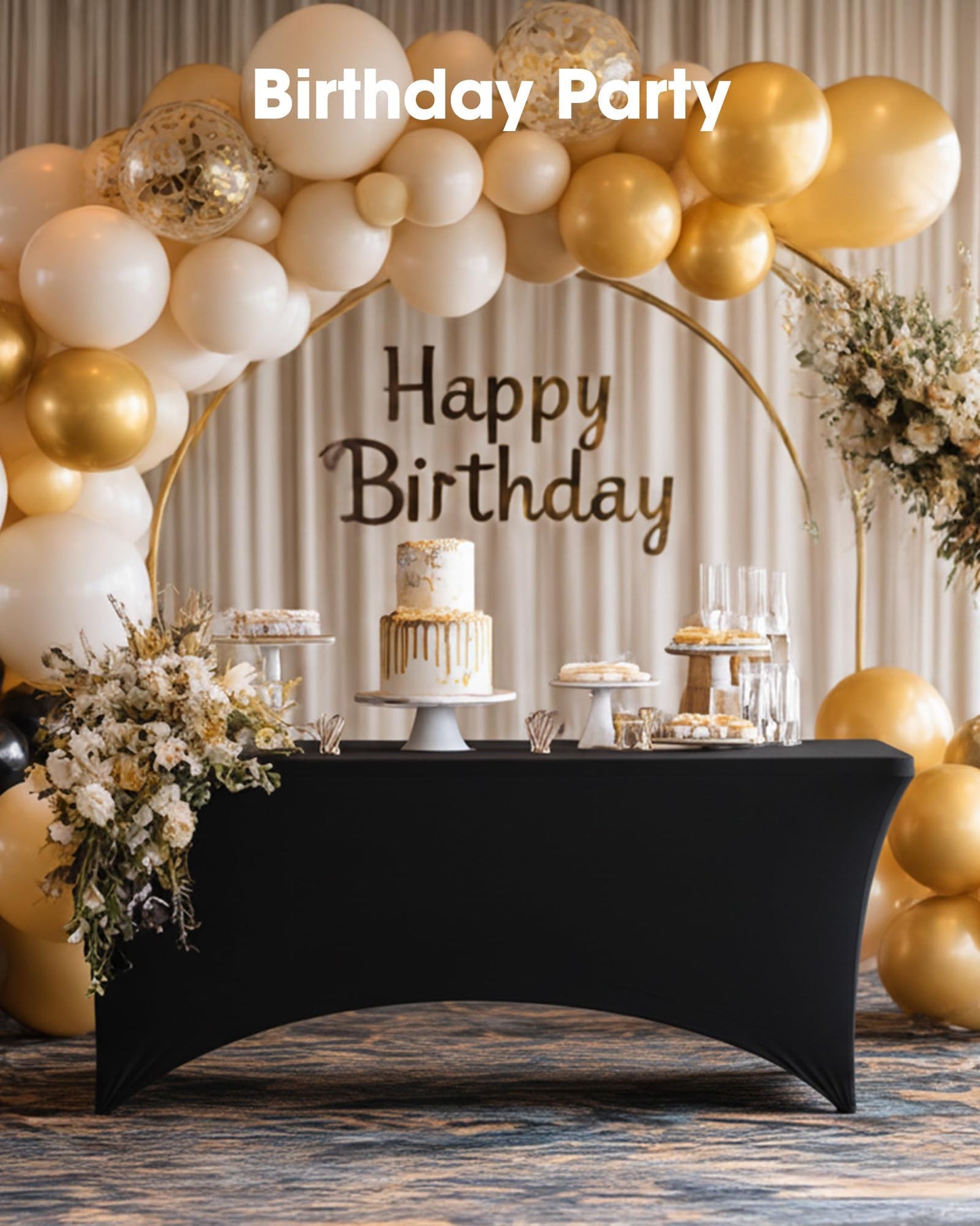 Pureegg Spandex Tablecloth 6ft - 4 Pack, Fitted and Tight Table Cloth for Rectangular Table, Wrinkle-Free and Stretch Table Cover for Party, Wedding, and Banquet, Black, 72" L x 30" W x 30" H