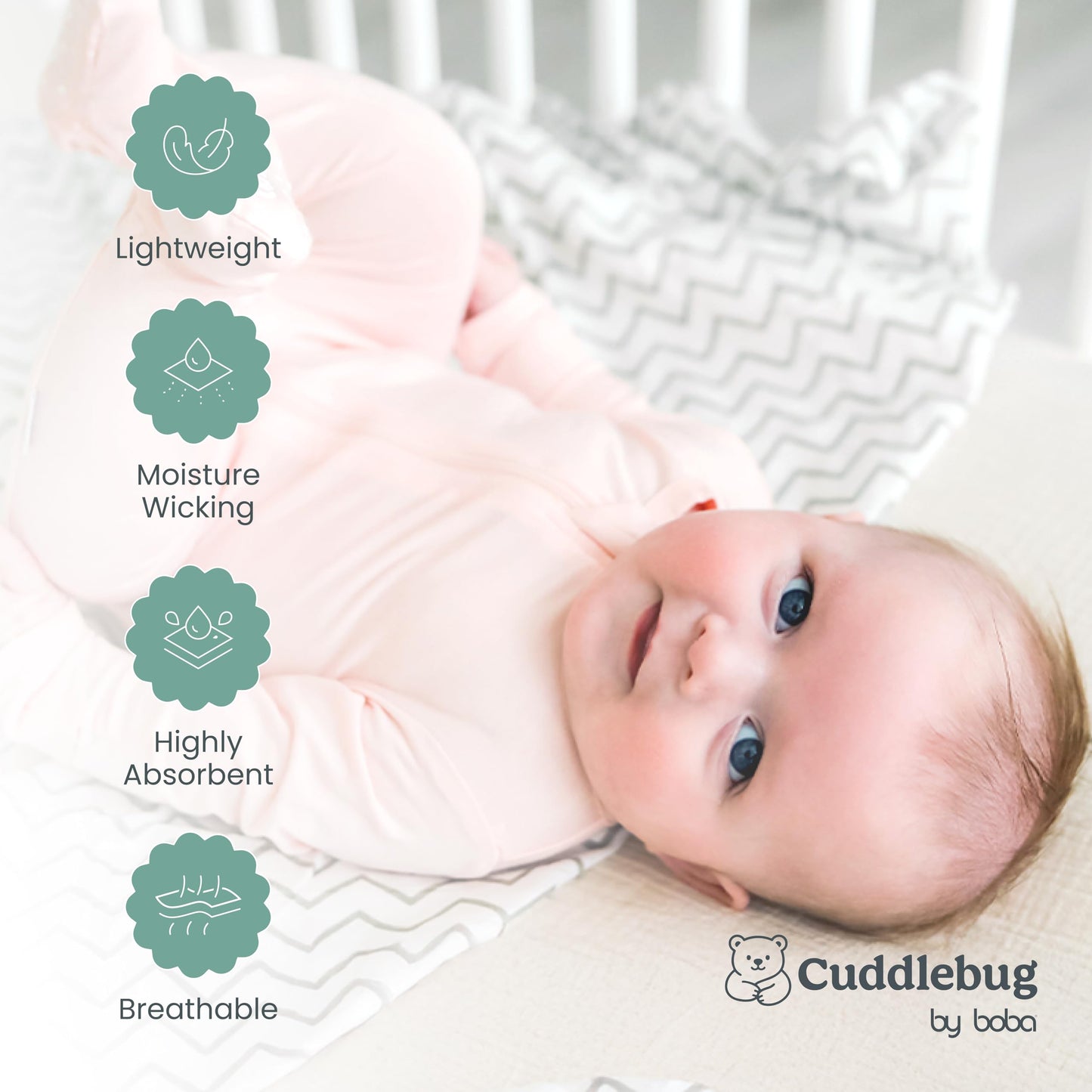 CuddleBug Muslin Swaddle Blankets 4Pack - 47x47inch Soft, Lightweight & Breathable Cotton Ideal for Swaddling Newborn Babies - Spots N' Stripes