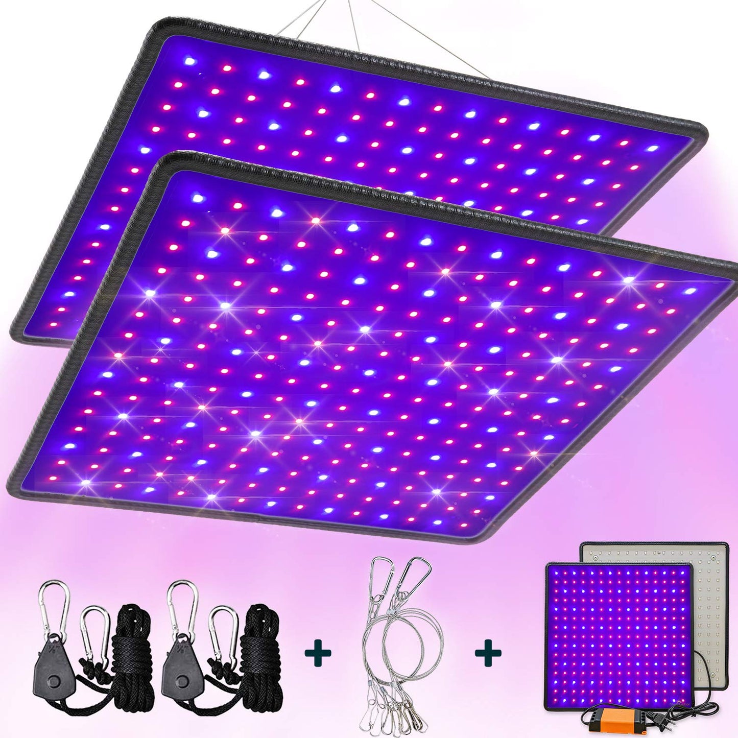 SEAMETAL LED Grow Lights Indoor Plants 300W Full Spectrum Led Growing Lamp Red Blue Hydroponic Plant Light Bulb for Seedling Flowers Greenhouse Garden (2 Packs)