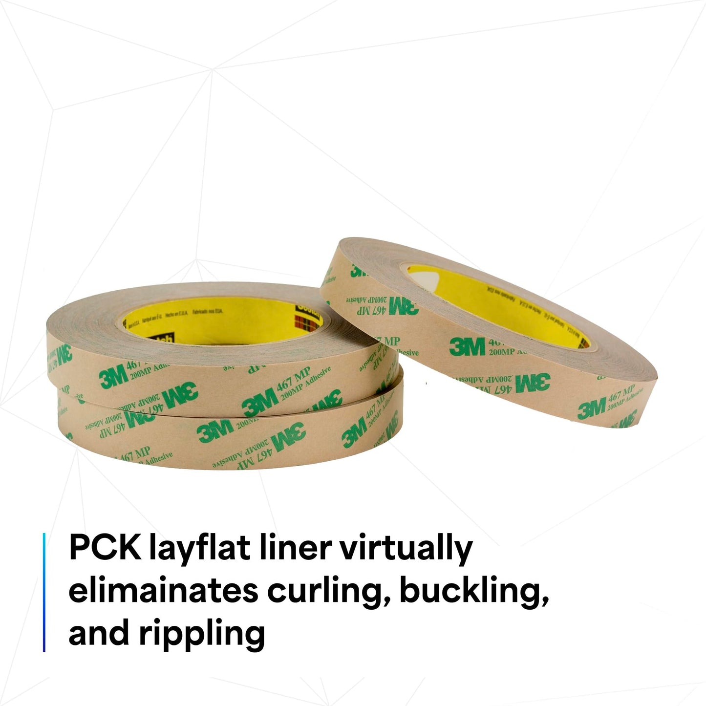 3M 467MP Adhesive Transfer Tape - 1 in x 60 ft. Pressure Sensitive Tape Roll with PCK Layflat Liner, Temporarily Repositionable Adhesive. Tapes and Adhesive