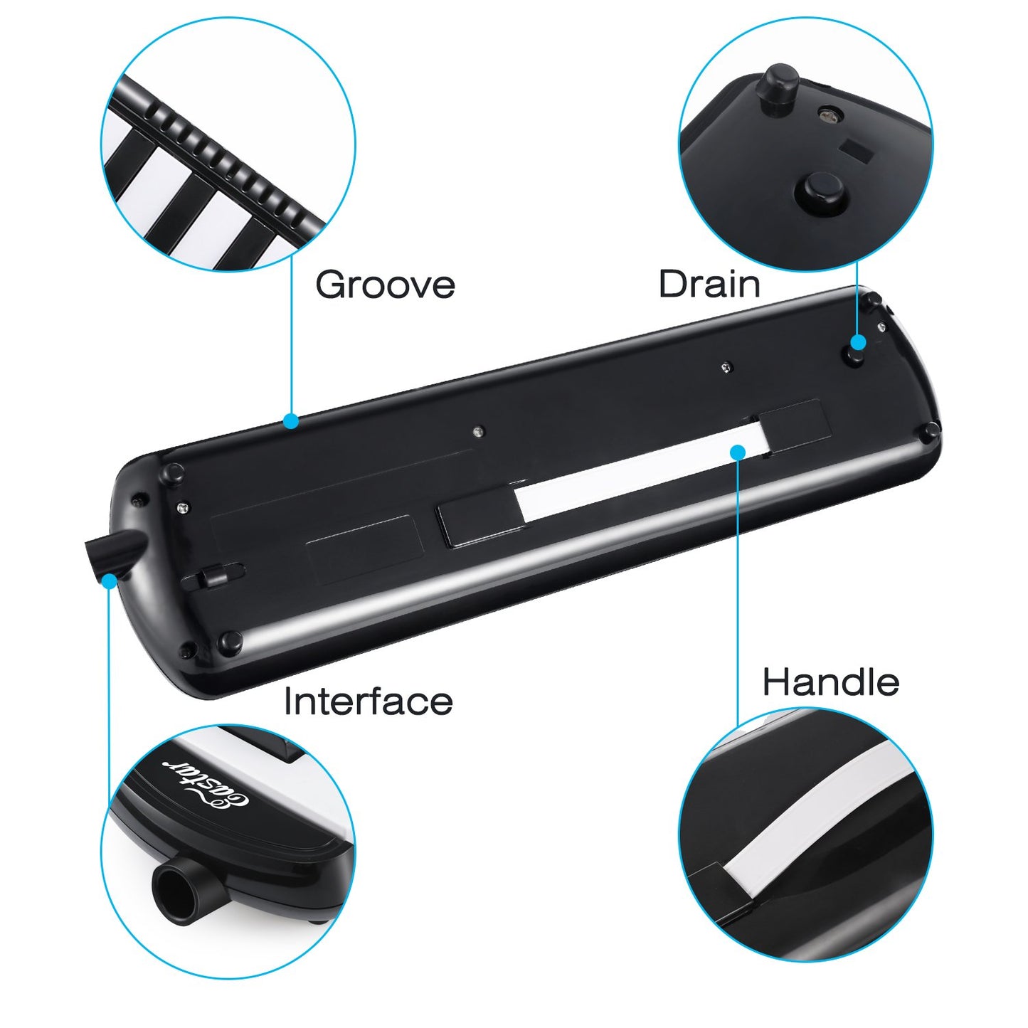 Eastar 37 Key Melodica Instrument with Mouthpiece Air Piano Keyboard, Carrying Bag, Black