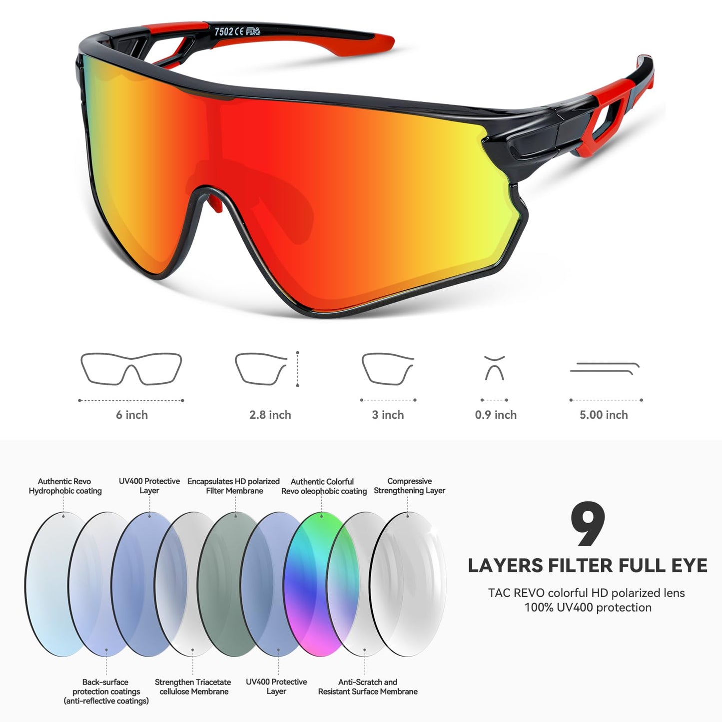 BEACOOL Polarized Sports Sunglasses for Men Women Youth Baseball Fishing Cycling Running Hiking Motorcycle Tac Glasses UV400