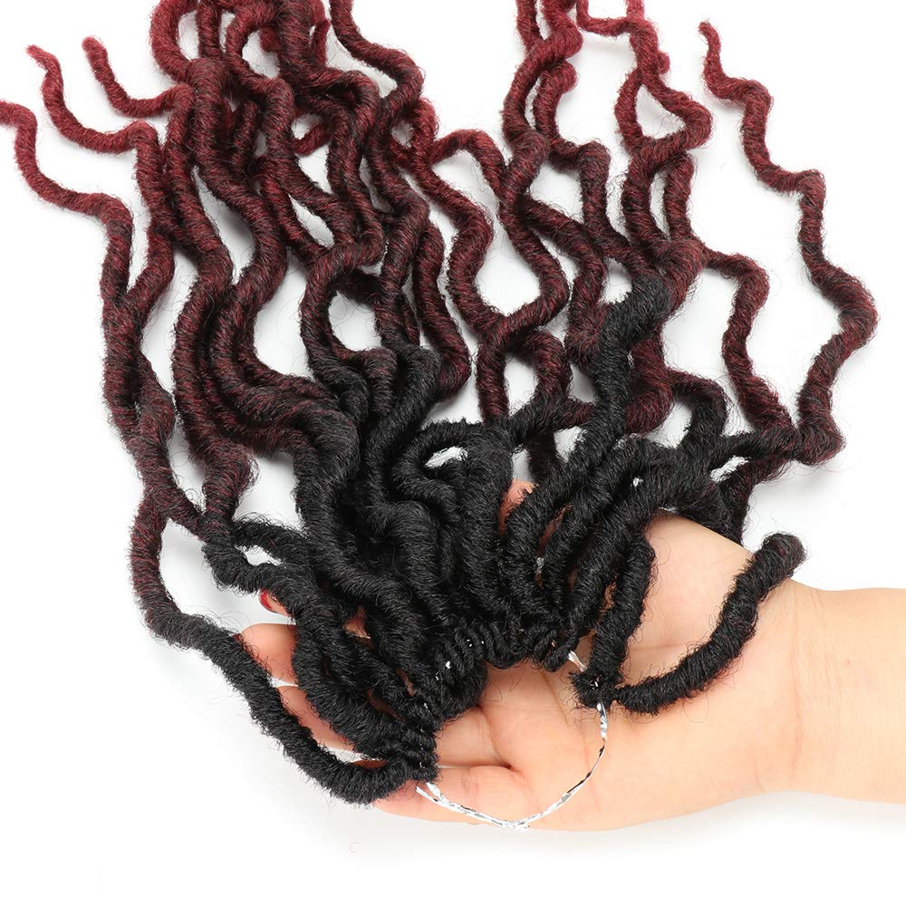 Eliza Wavy Gypsy Ombre Crochet Hair - 8Packs/Lot Goddess Locs Synthetic Fiber Faux Locs African Roots Dreadlocs Synthetic Braiding Hair Extensions for Black Women (14",8pack,OT99J)