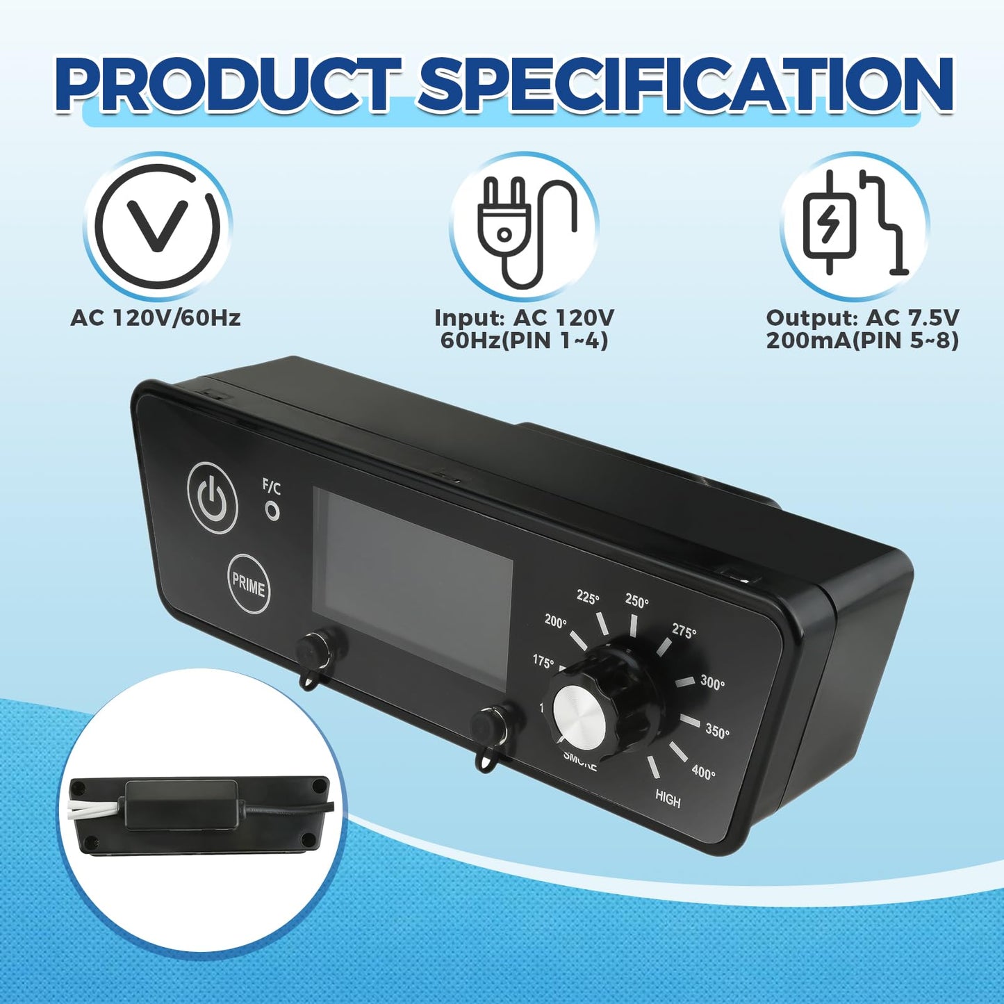 MOOTVGOO Digital Thermostat Controller Kit Replacement for Pit BOSS 7 Series Vertical Pellet Smokers, Come with Temperature Probes and Stainless Steel Grill Clips