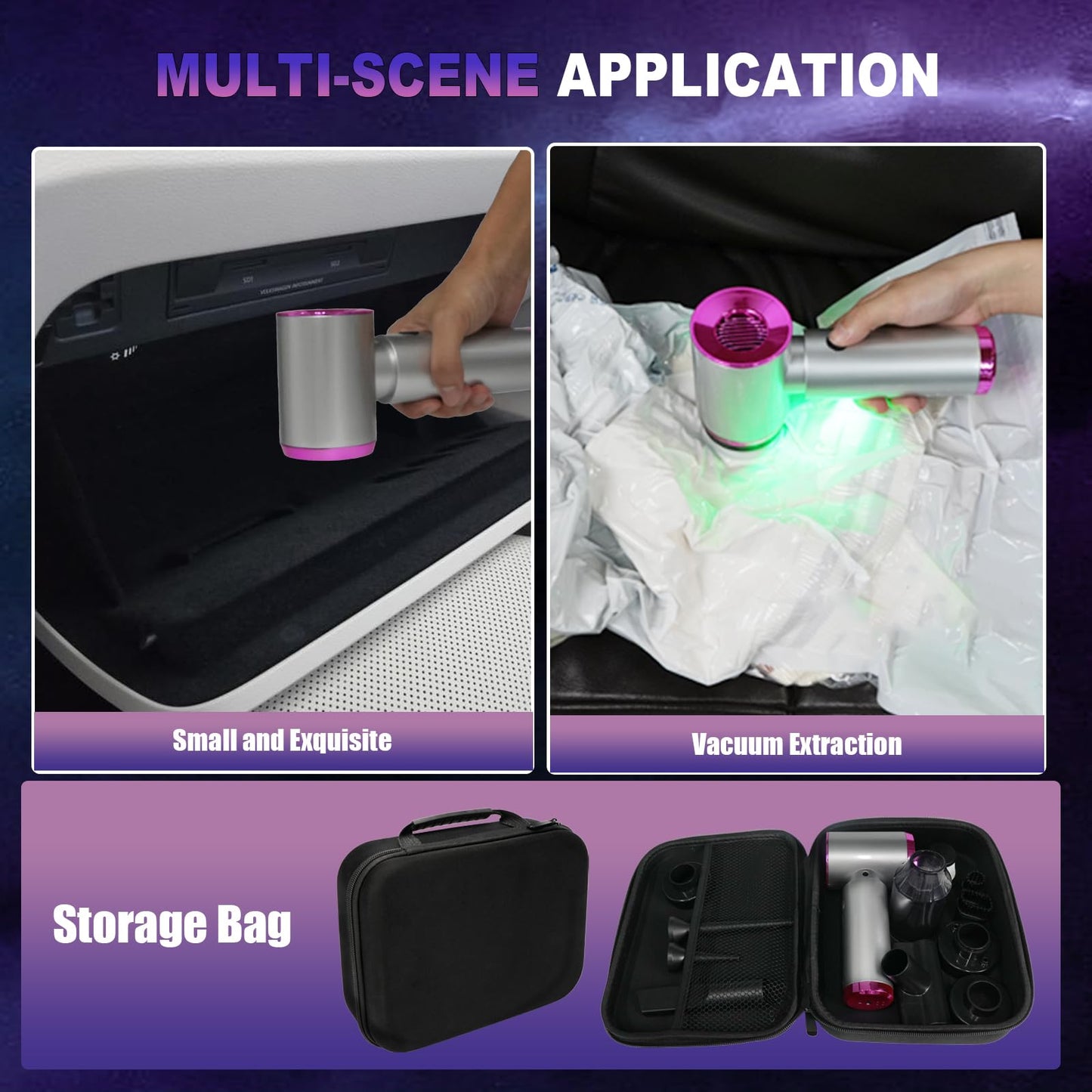 7-In-1 US-Designed Car Vacuum Cleaner【Powerful Brushless Motor | 28,000 Pa Suction】【5.0 Graphene Battery | Lasting Endurance】Handheld Vacuum Cordless for Home,Office, and Pet Hair-N3 (Silver and Pink)