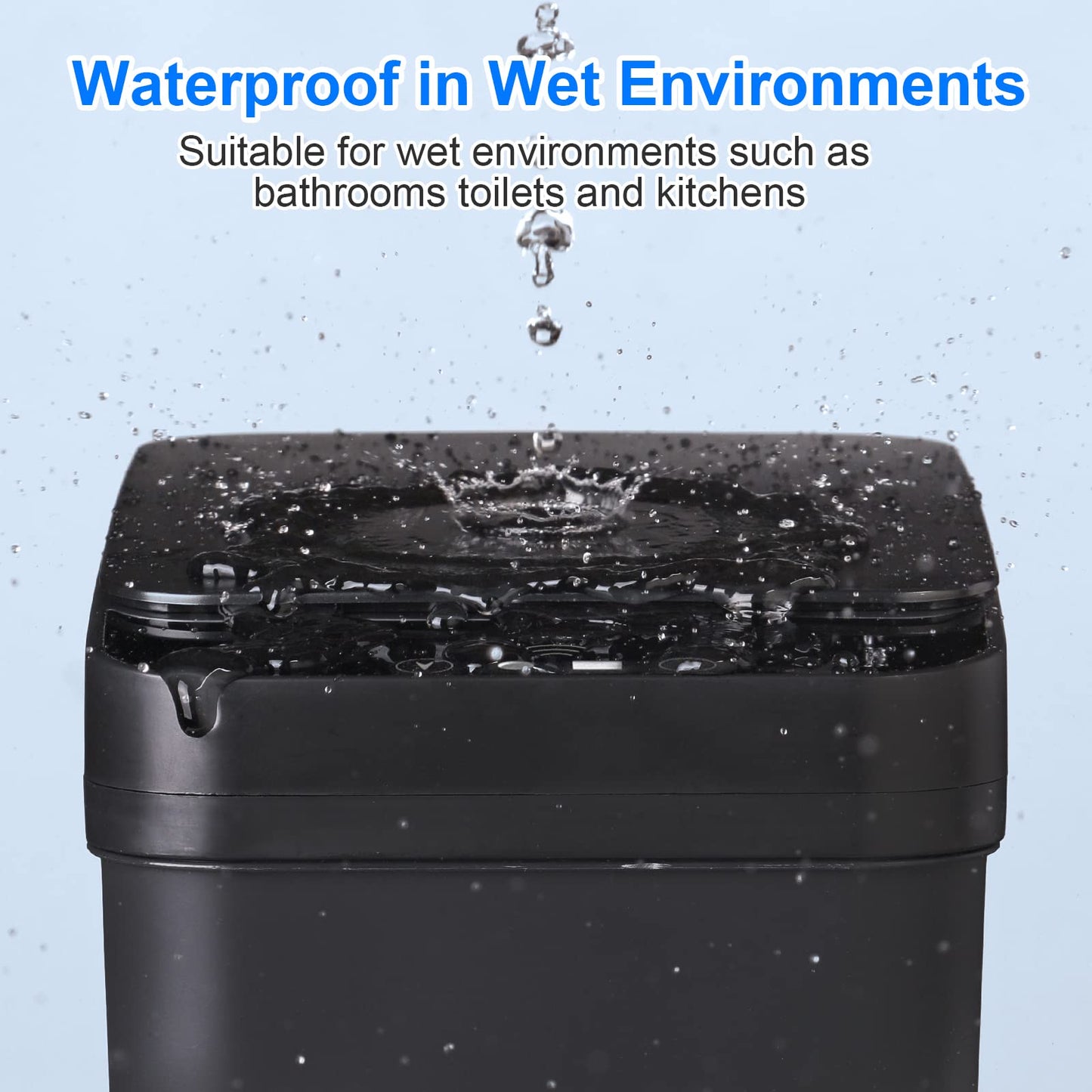 Anborry Bathroom Automatic Trash Can 2 Pack 2.2 Gallon Touchless Motion Sensor Small Slim Garbage Can with Lid Smart Electric Narrow Garbage Bin for Bedroom Office Kitchen (Black)