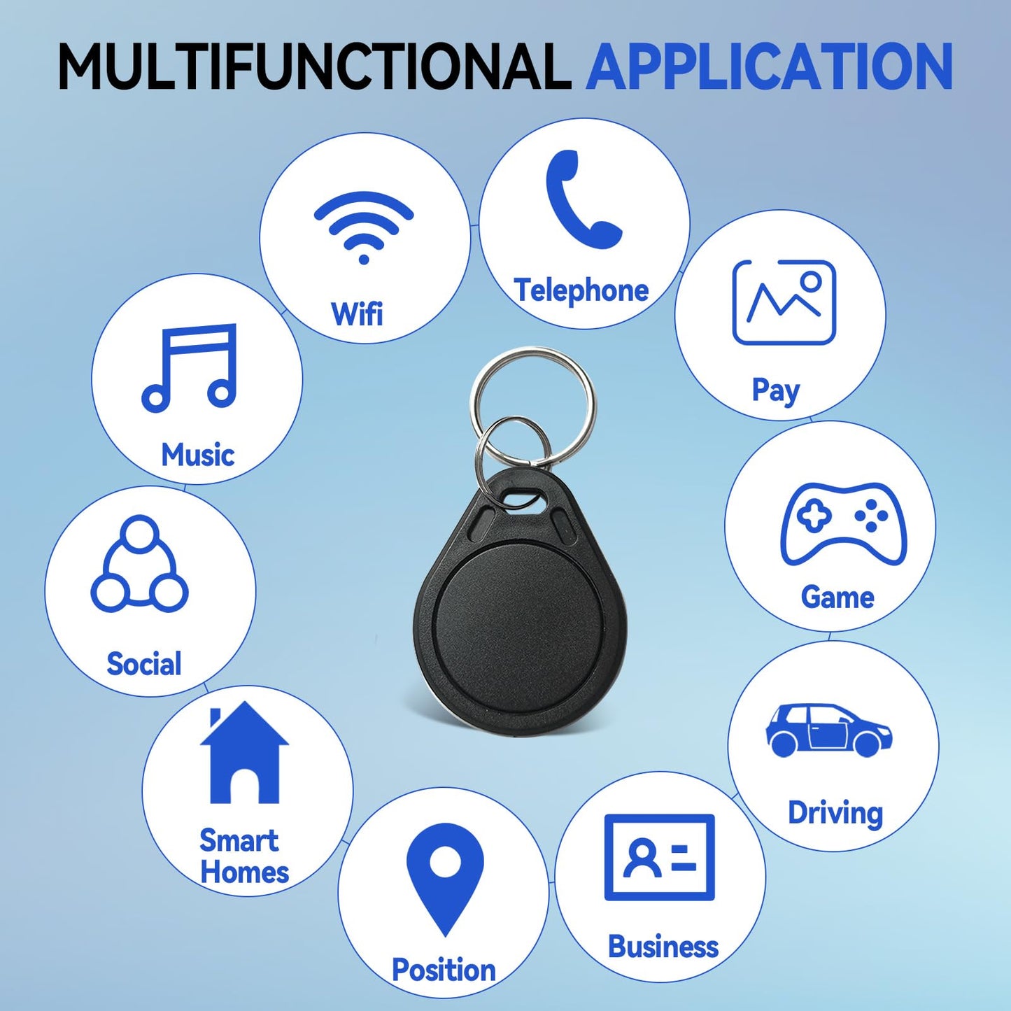 NFC Tags with NTAG215 Chip,504 Bytes Rewritable NFC Key Tags Compatible with iPh-one, Andr-oid, Home-Kit & Tag-Mo,Programmable Access Key Fobs (100-Pack Black)