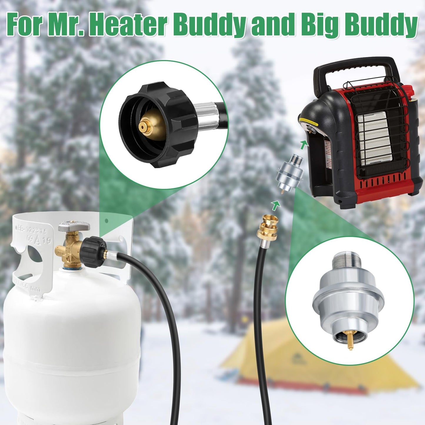 Propane Fuel Filter F273699 with Hose for Buddy Heater, Detachable F273699 Fuel Filter with 6FT Propane Adapter Hose for Mr Buddy Heater and Big Buddy, CSA Certified