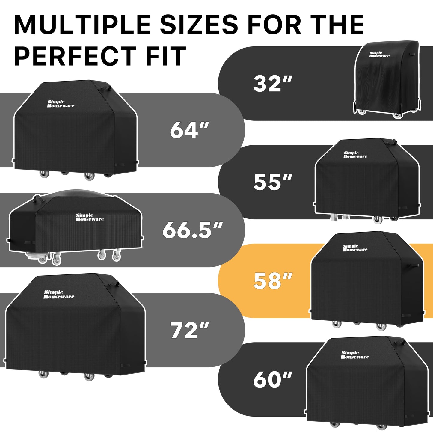Simple Houseware 58-inch Heavy Duty BBQ Grill Cover, 600D Polyester Waterproof, Weather-Resistant