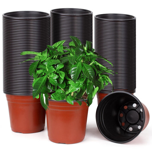 150 Pcs 6" Plastic Plants Nursery Pot/Pots Seedlings Flower Plant Container Seed Starting Pots for Succulents, Seedlings, Cuttings, Transplanting
