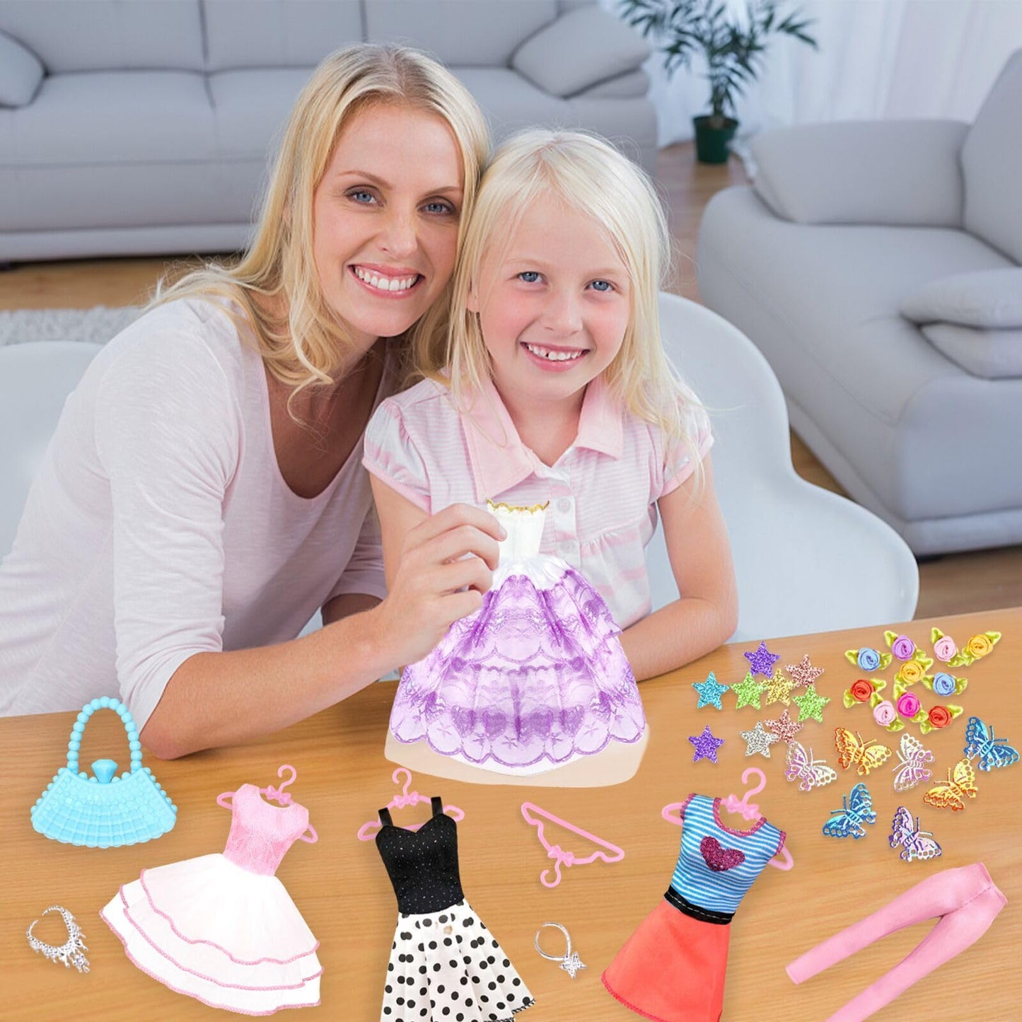 84 Pack Doll Clothes and Accessories with Doll Closet for 11.5 Inch Doll Fashion Design Kit Girl Including Wedding Dress Fashion Dress Outfits Tops and Pants Shoes Hangers Bags Necklaces