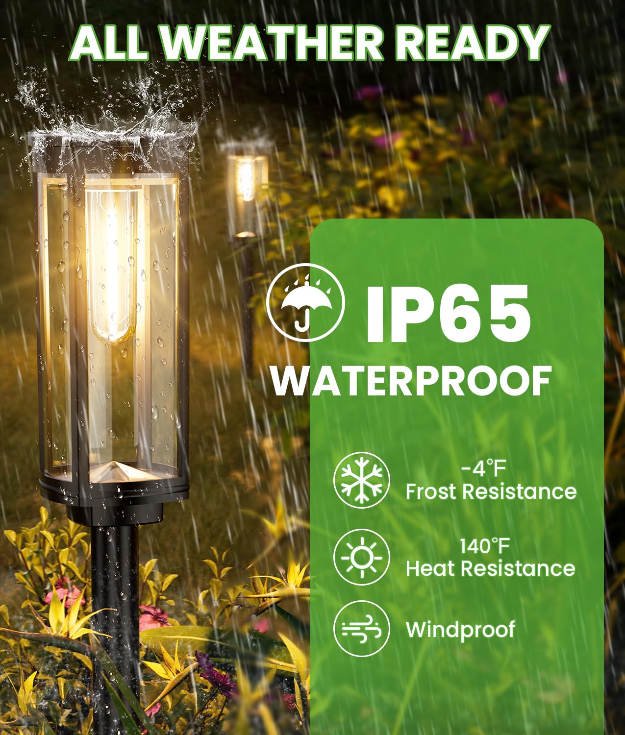 BITPOTT Solar Pathway Lights Waterproof, Solar Garden Decorative Landscape Lights for Walkway Driveway Lawn Patio Side Walk Yard Decor (Warm White, 4 Pack)