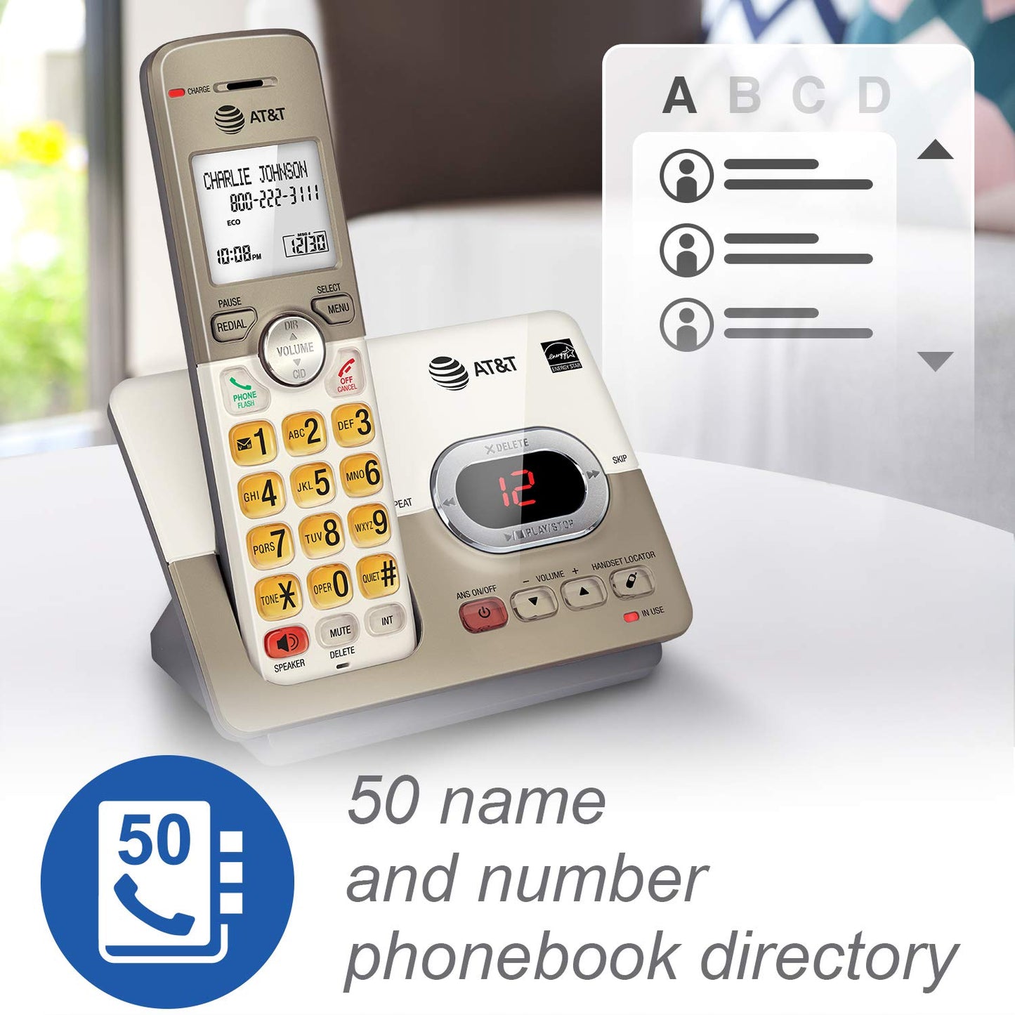 AT&T EL52203 2-Handsets Cordless Phone System with Answering System, Caller ID/Call Waiting - DECT 6.0 - Upto 14 Minutes Recording Time