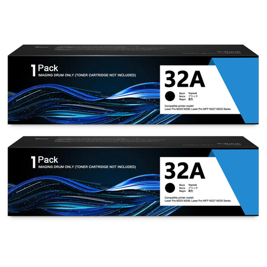 2 Pack Black 32A | CF232A Compatible Drum Unit Replacement for HP Laser Pro M203dn M203dw ; MFP M227sdn MFP M227fdn ; Ultra MFP M230sdn M230fdw Printers