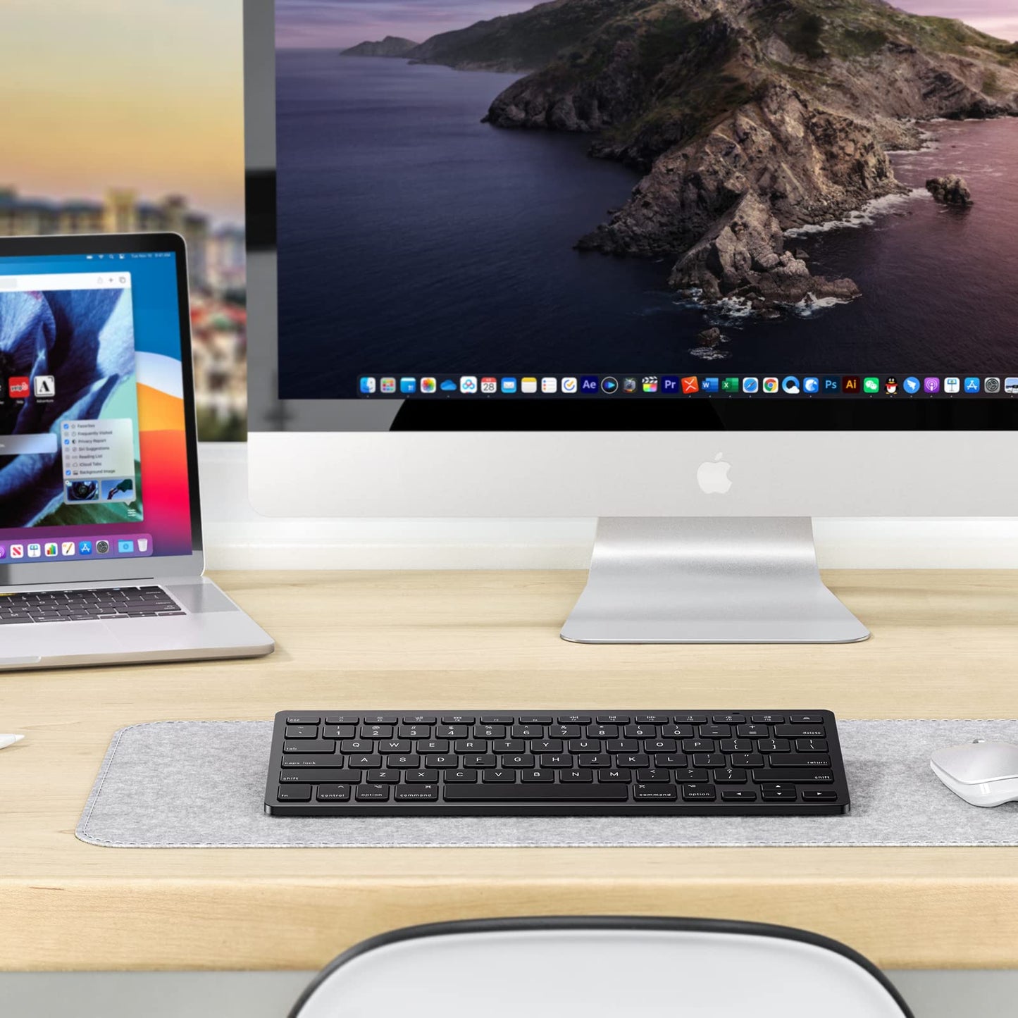 Bluetooth Keyboard for Mac, OMOTON Compact Wireless Keyboard Compatible with MacBook Pro/Air, iMac, iMac Pro, Mac Mini, Mac Pro Laptop and PC,Black