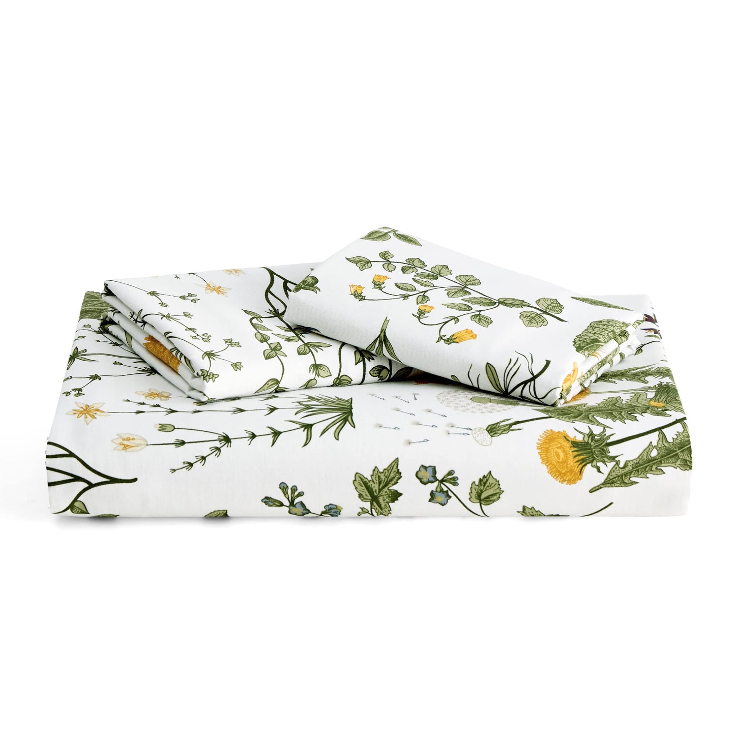 Bedsure Duvet Cover Queen Size - 100% Cotton Reversible Floral Queen Duvet Cover Set with Zipper Closure, 3 Pieces Soft & Breathable Green Bedding Set with 2 Pillow Shams 20"x26"