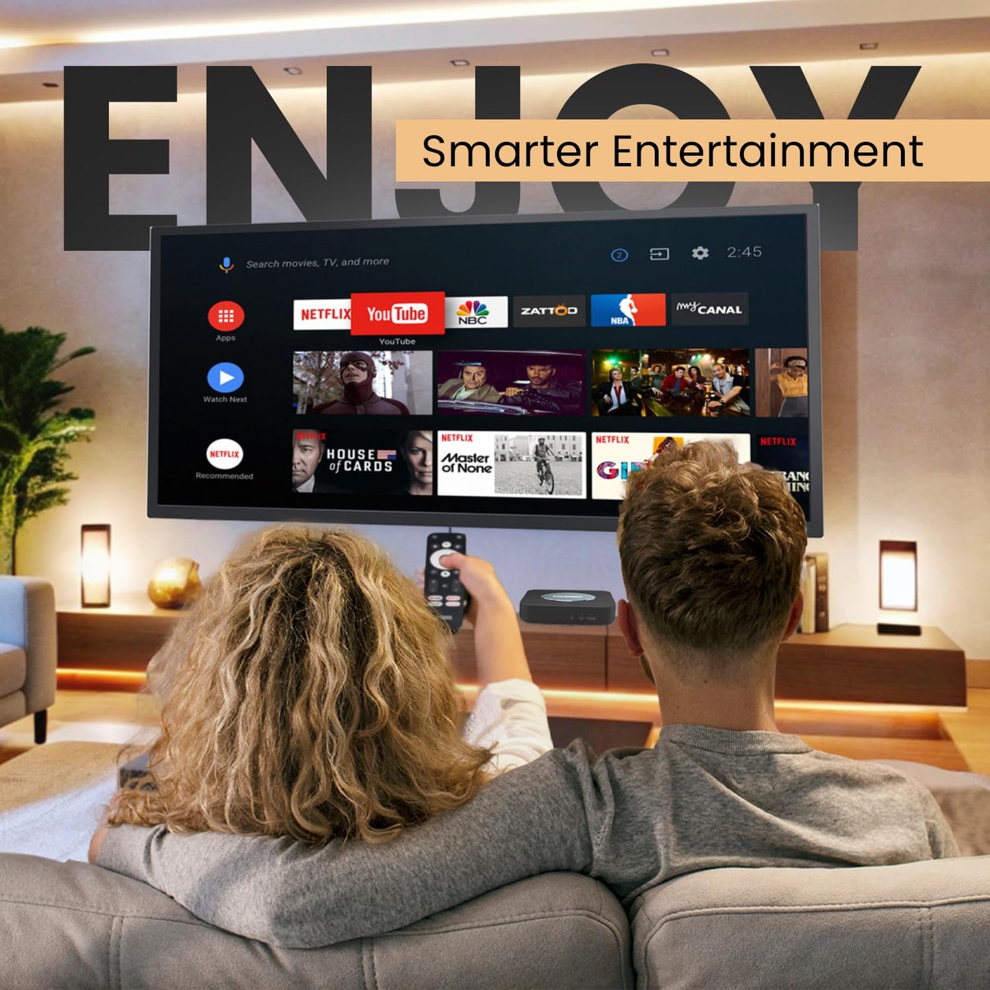 Android 11.0 TV Box, MECOOL KM2 Plus 2GB 16GB Smart TV Box with Netflix Certified, Google Assistant Dolby Atmos, TV Box 4K Support AV1, 2.4G/5G, Ethernet, WiFi 5, BT 5.0 with Amlogic S905X4