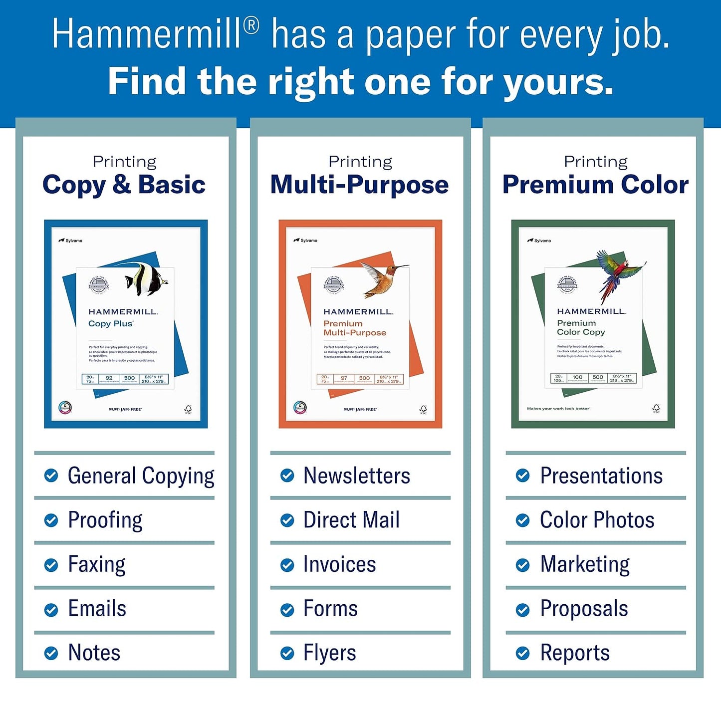 Hammermill Cardstock, Premium Color Copy, 80 lb, 8.5 x 11 - 1 Pack (250 Sheets) - 100 Bright, Made in the USA Card Stock