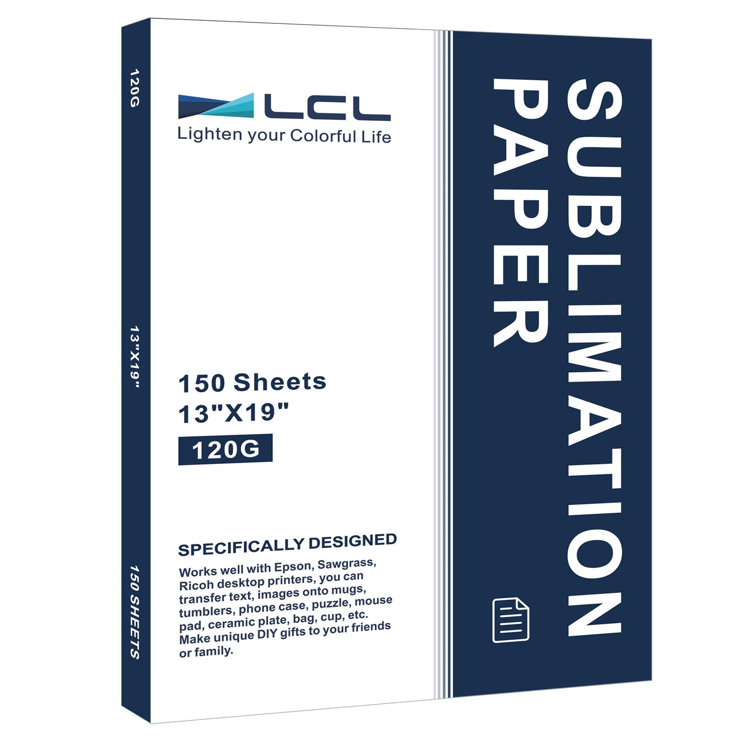 LCL Sublimation Paper Heat Transfer 150Sheets 13 x 19 Inches Super Size Compatible with Inkjet Printer 120gsm