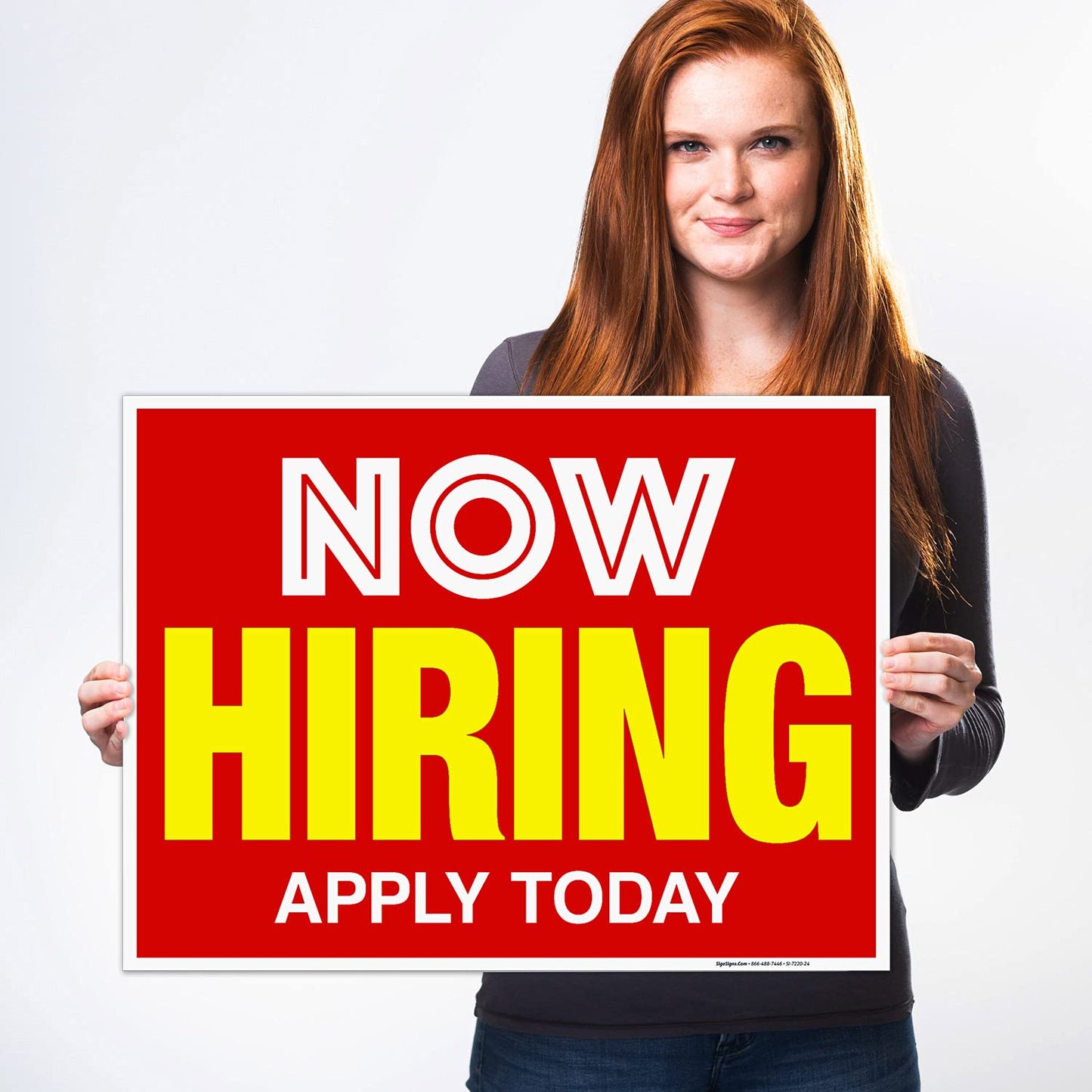 Now Hiring Sign, Help Wanted Signs for Business, (2 Pack) Double Sided 18x24 Inches, Corrugated Plastic with Metal H Stake, Made in USA
