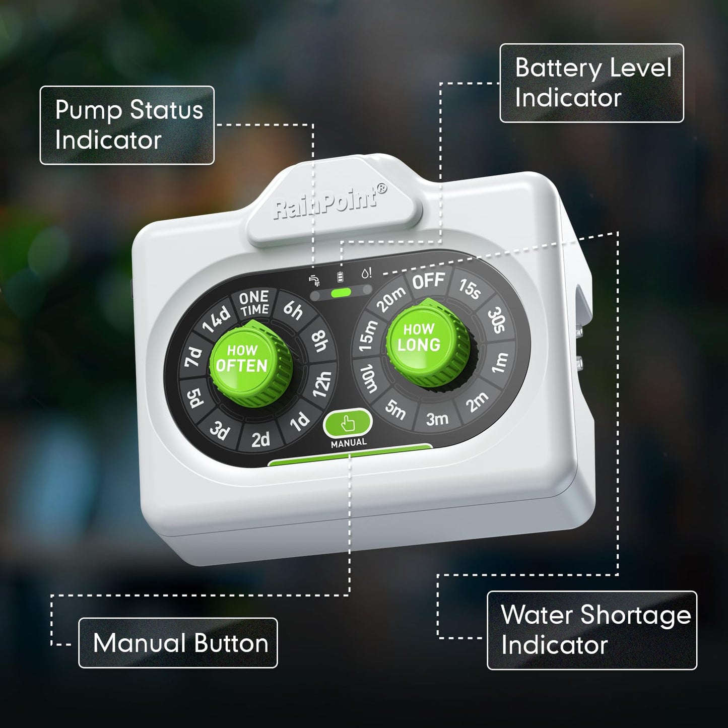 RAINPOINT Dual-knob Control Automatic Plant Waterer Indoor