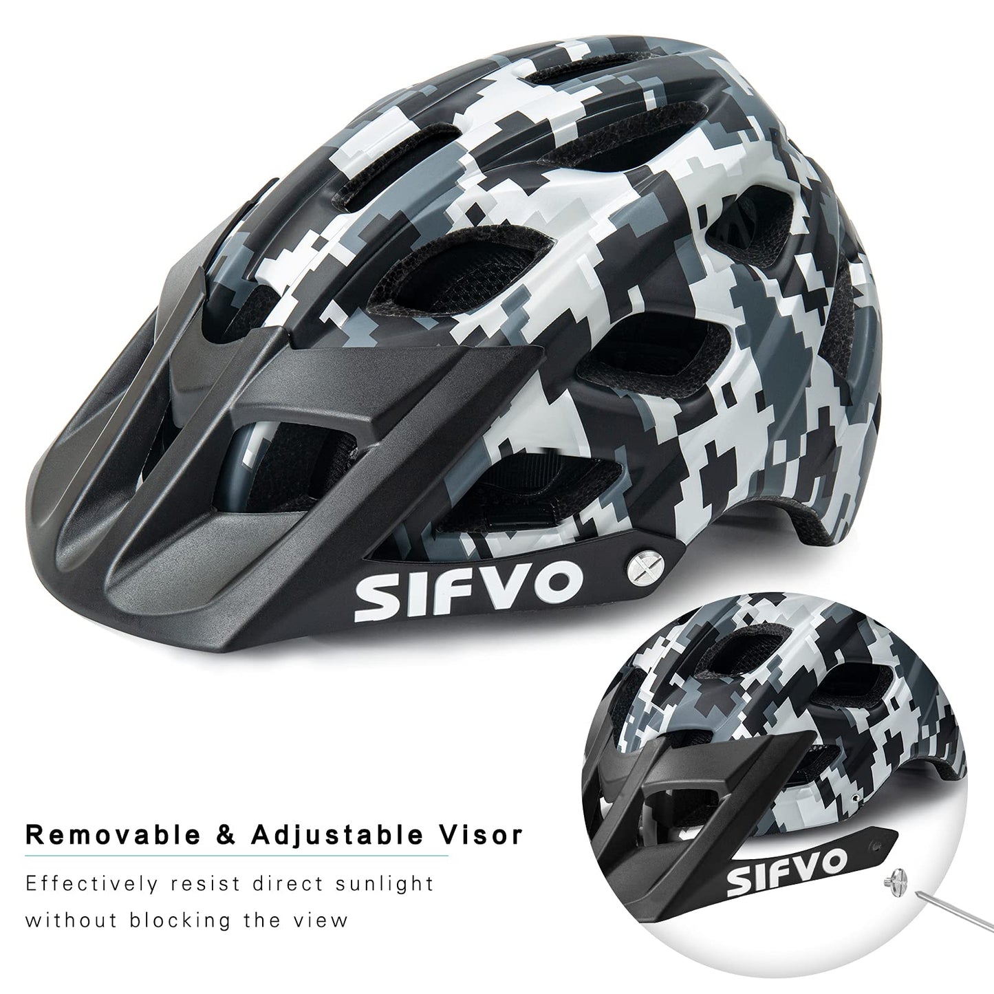 Kids Bike Helmet, SIFVO Kids Helmet Boys and Girls Bike Helmet with Cool Visor Bike Helmet Kids 6+, Youth Bike Helmet Kids Mountain Bike Helmet Lightweight and Sturdy（54-57cm）