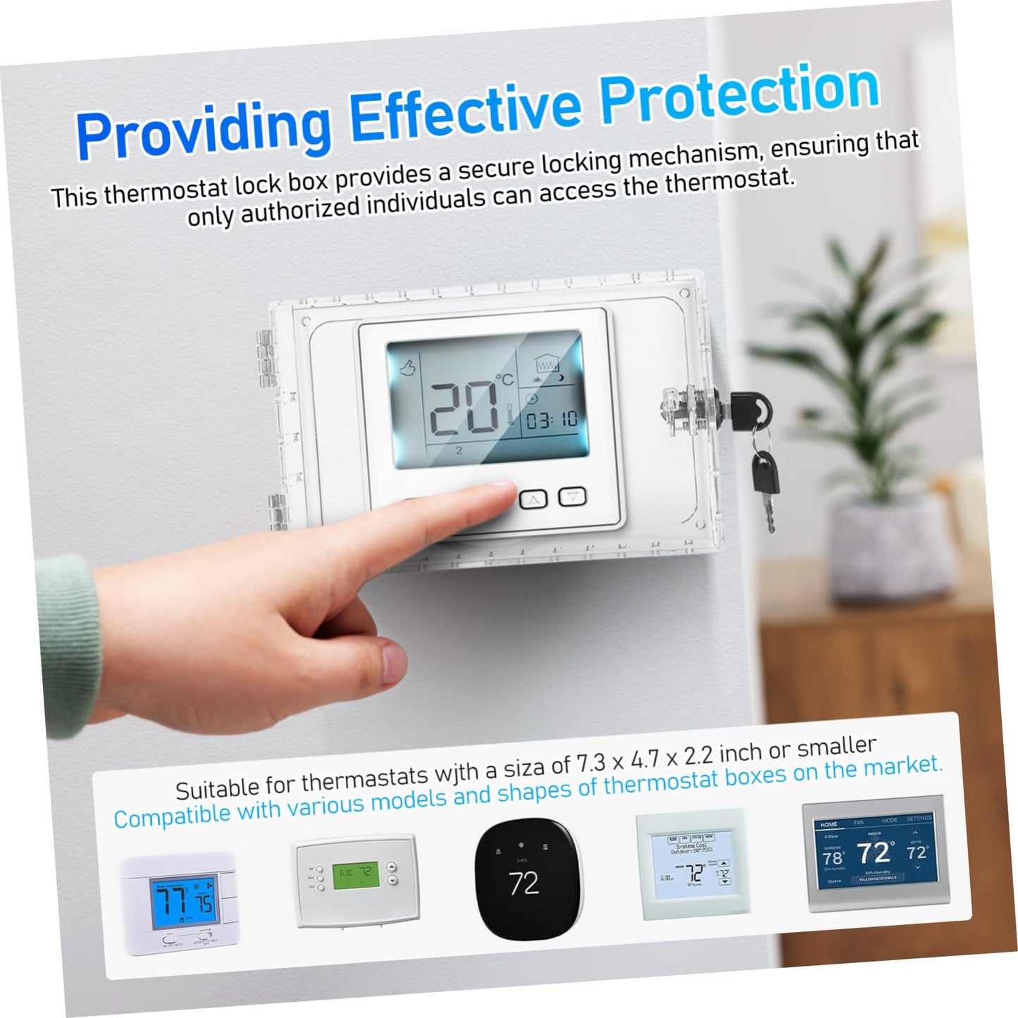 Angoily 3PCS Thermostat Cover with Key, Coverage Door Wall Protector Outdoor Transparent Plastic Nest Thermostat Protectivefor Home