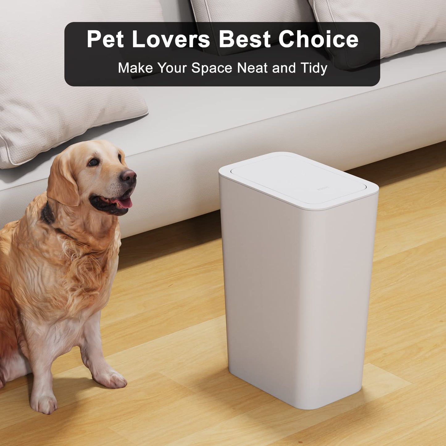 NetDot 3 Pack 2.6 Gallon / 10L Bathroom Trash Can with Lid,Kitchen Garbage Can Small Trash Bin Waste Basket for Bathroom,Kitchen,Bedroom,Living Room,Office - Off White