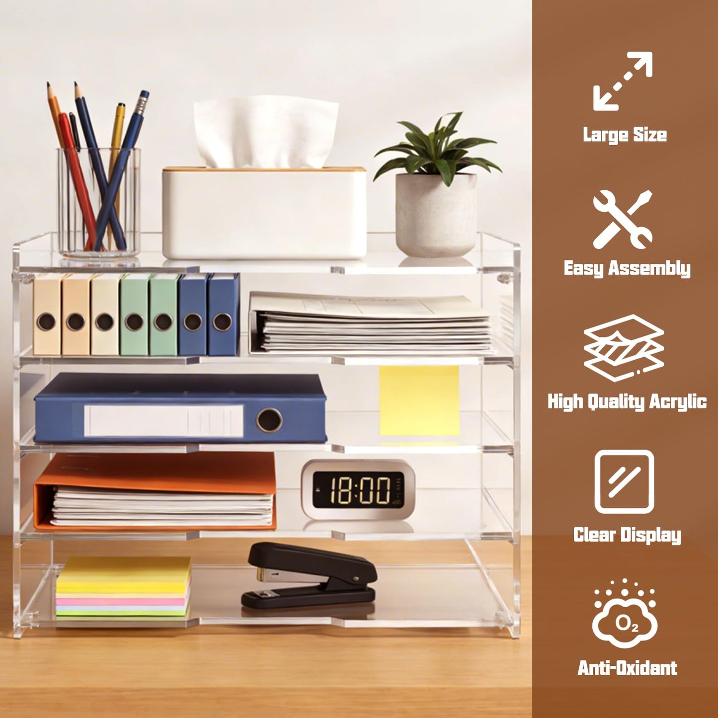 Paper Organizer Tray, Leffis Clear Acrylic Desk Organizers and Accessories, Letter Tray Organizer, Acrylic Desk Organizer, Office Desktop Organizer, for Home School Desktop Organization