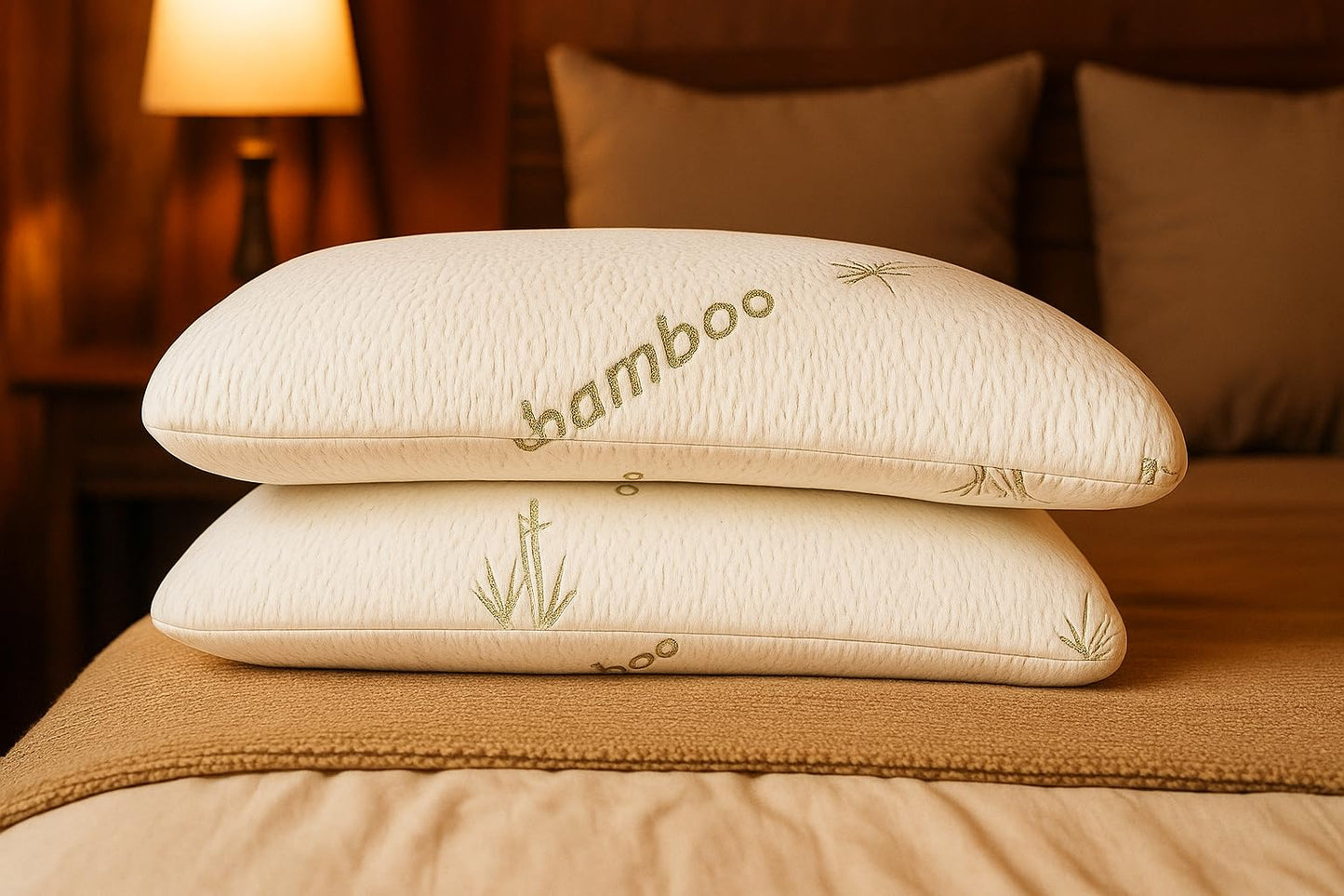 Cooling Gel Bed Pillow – White Bamboo Fiber Pillow for Sleeping, Orthopedic Support, Breathable & Hypoallergenic, Ergonomic Design, Ideal for Back, Side & Stomach Sleepers
