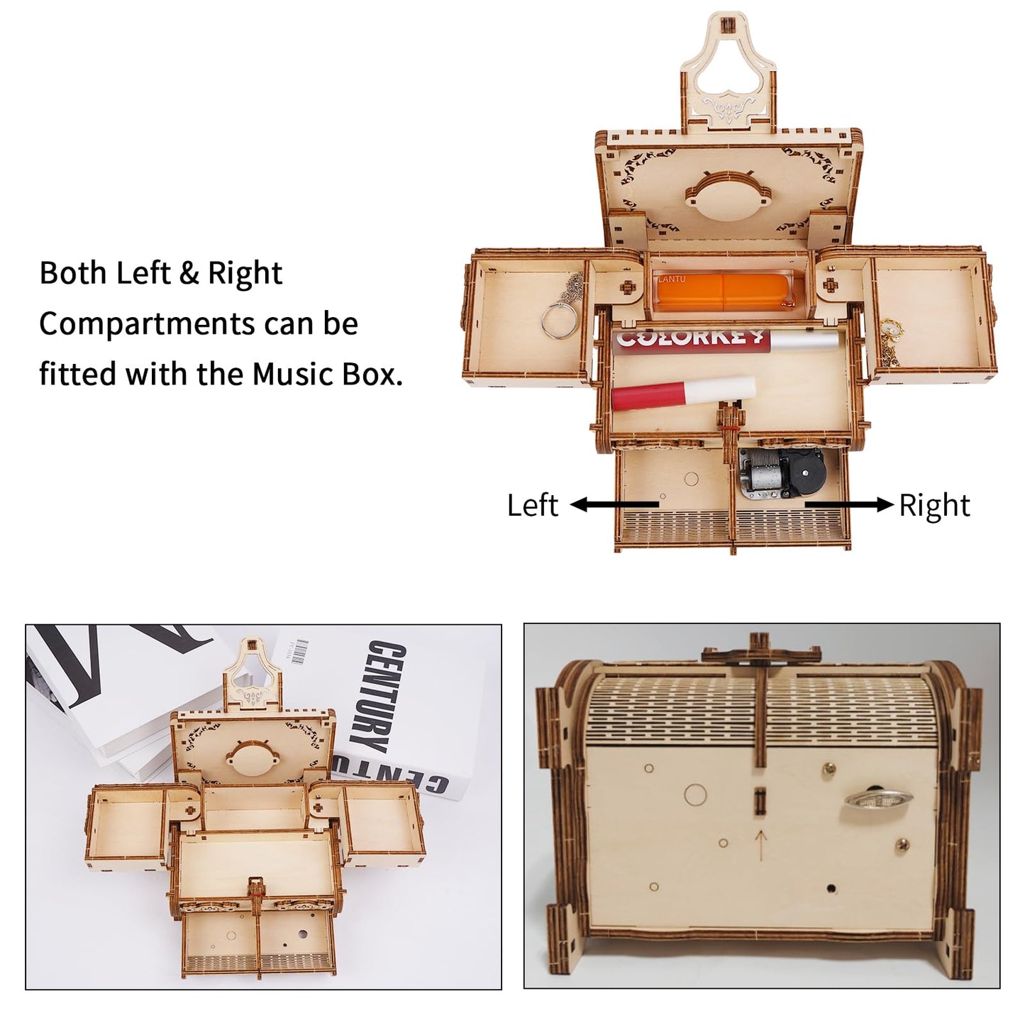 Hallisun 3D Wooden Puzzle Box for Adults, DIY Mechanical Wood Model Kits Jewelry Keepsakes Storage Box with Music, Creative Wood Craft Gift on Birthday Christmas Valentine's Day, Decoration Home Decor