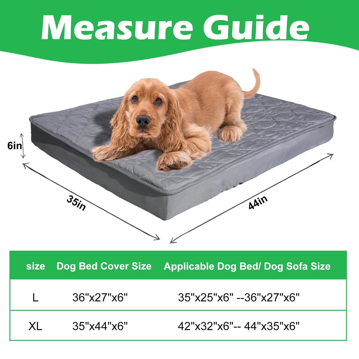 Greatbond Dog Bed Covers Replacement Washable, Waterproof Dog Bed Liner, 2 Pack 35" x 44" Ultra Soft Noiseless Removable Bed Sheets for Pets, Cover Only ﻿