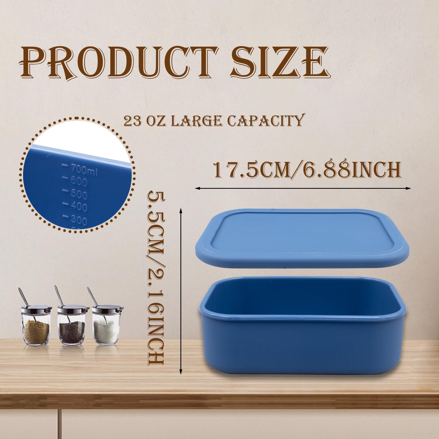 8 Pack 2 Cup Silicone Freezer Trays with Lid, Reusable Soup Containers Freezer Molds Food Preserving Tray for Ice Soup Sauces Stews (Blue, 700ML)