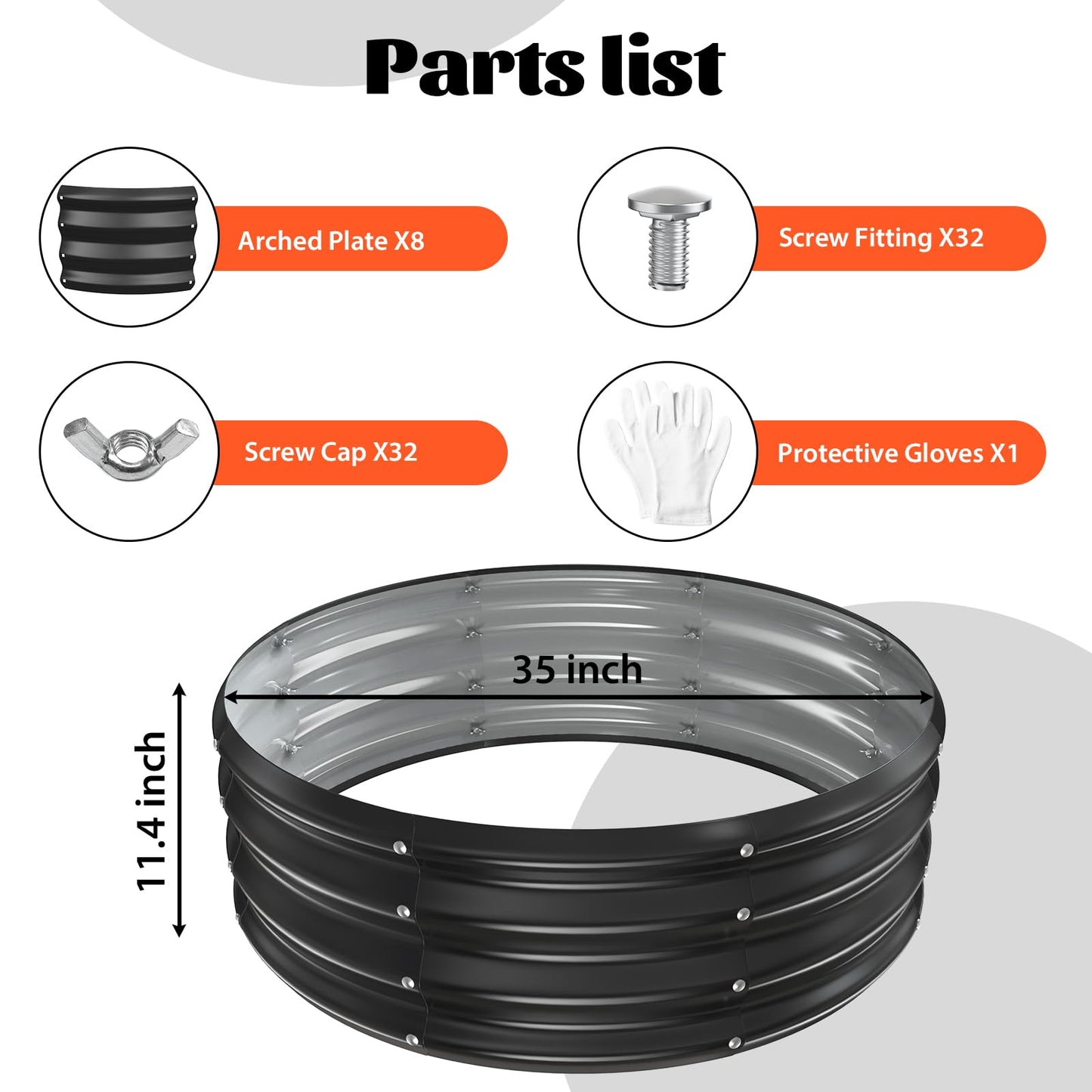 YSEJOMP 36 Inch Round Galvanized Fire Pit Ring/Fire Ring - Foldable and Perfect for Outdoor Gatherings and Campfires in The Yard/Garden/Park/Beach (Black+Gray, 3 FT Diameter+1 FT Tall)