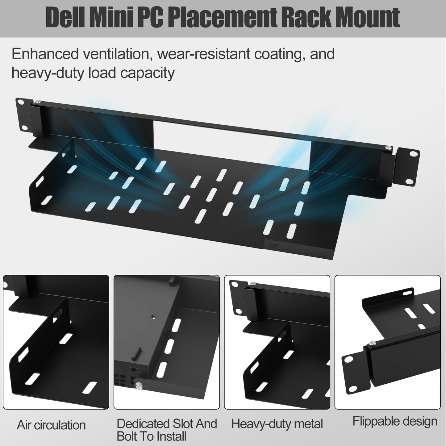 Mini Rack Mount for Dell OptiPlex Micro Form Factor Case 1U Hinged Server Rack Shelf with Hand-Twist Screws High-Strength Steel Dell Mini PC Rack Mount for 19-inch Cabinet or Rack