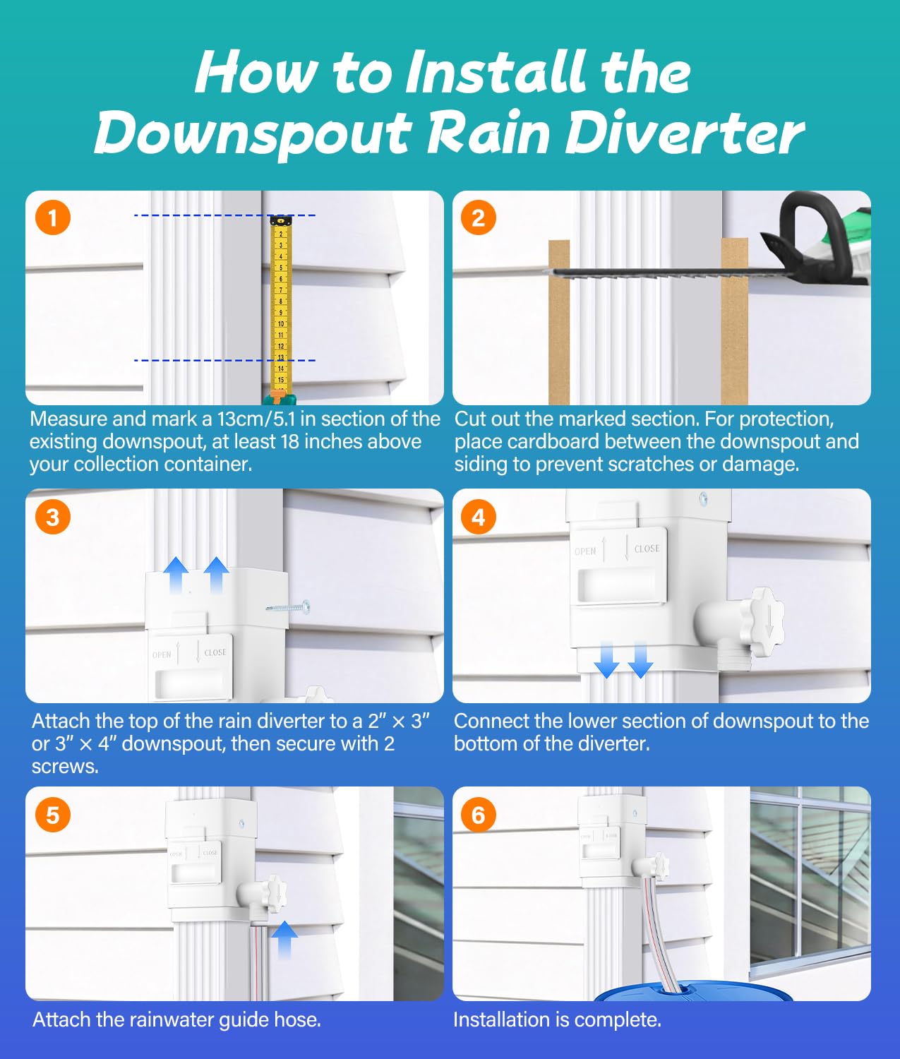 Upgraded 2Pack Rain Barrel Diverter Kit, Rainwater Collection System for 2''x3'' & 3''x4'' Downspout, Gutter Diverter for Rain Barrel with Enhanced Water Capacity, Filter, Adjustable Valve, White