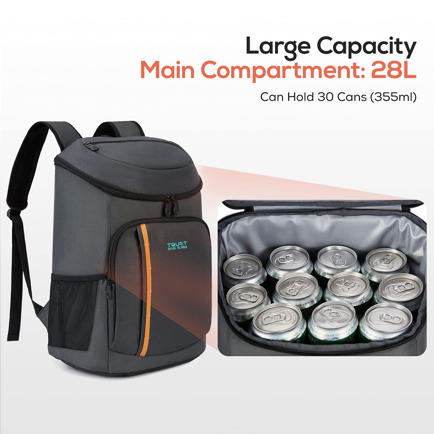 TOURIT Cooler Backpack 30 Cans Lightweight Insulated Backpack Cooler Leak-Proof