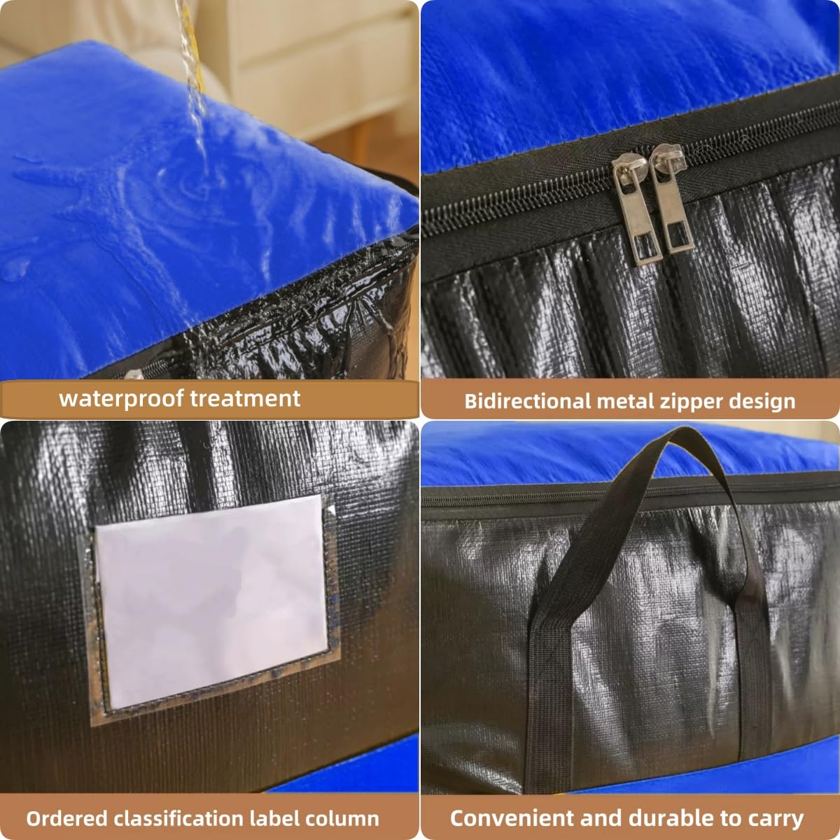 YNTCHENG 180L Extra Large Storage Bags, Huge Moving Bags Heavy Duty with Zipper and Stronger Handles, Big Foldable Duffle Bag for Storage Totes Moving Boxes for College, Bedding (4)