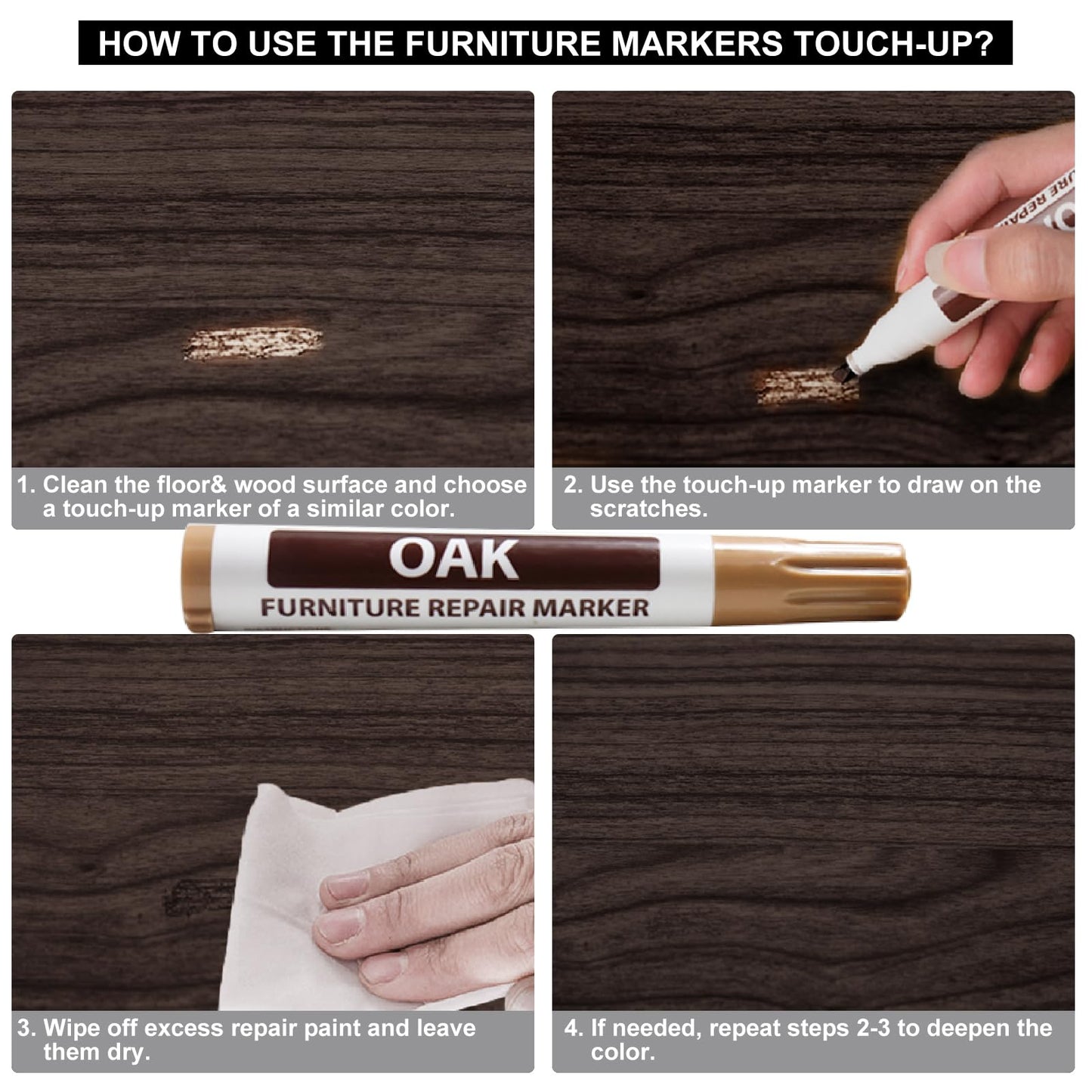 Hardwood Floor Repair Kit -11PCS Laminate Vinyl Floor Wax with 8PCS Wood Furniture Touch Up Marker,Professional Restoration The Scratches, Stains,Holes on Any Wood Floor and Wooden Furniture