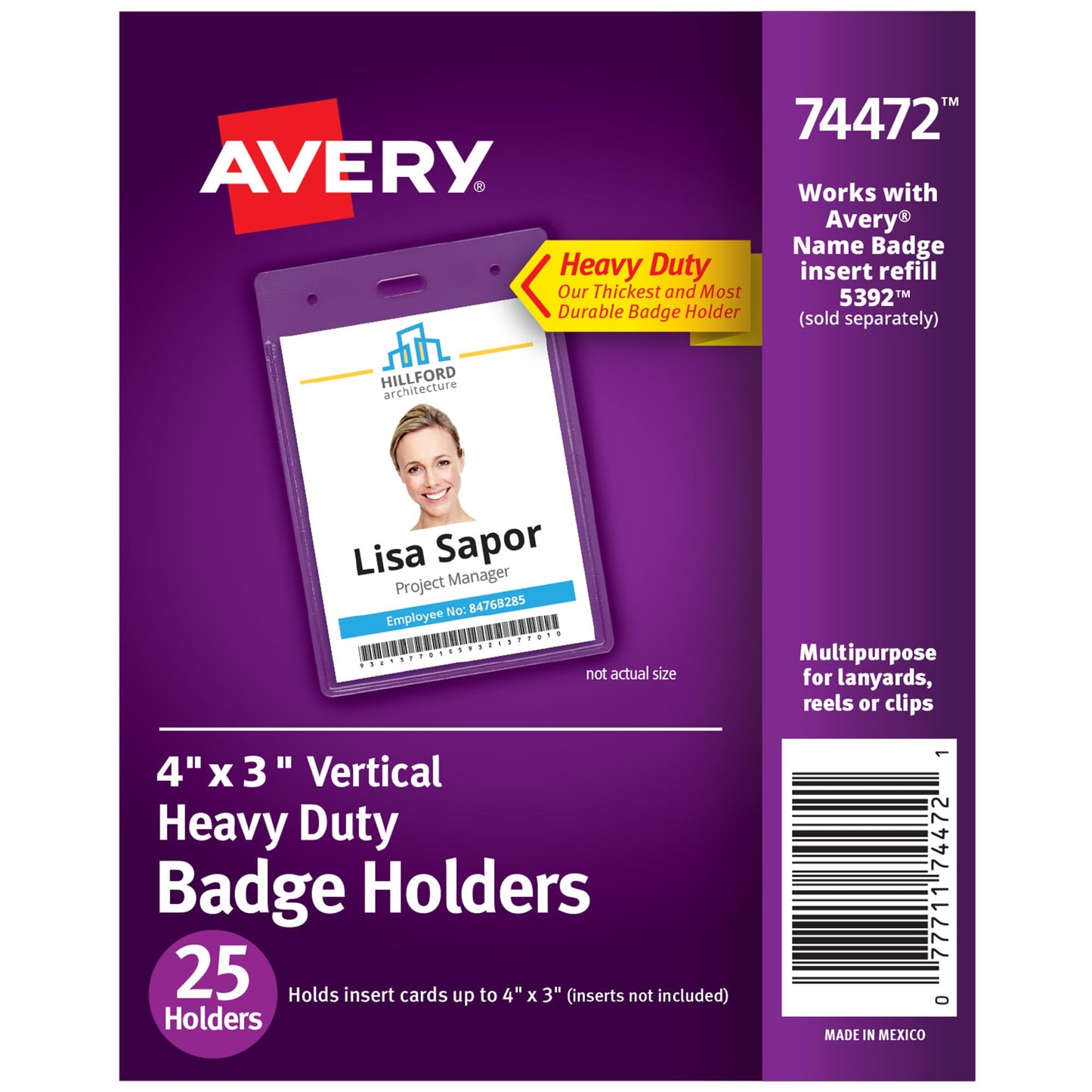 Heavy Duty Secure Top(TM) Badge Holder, 25/PK