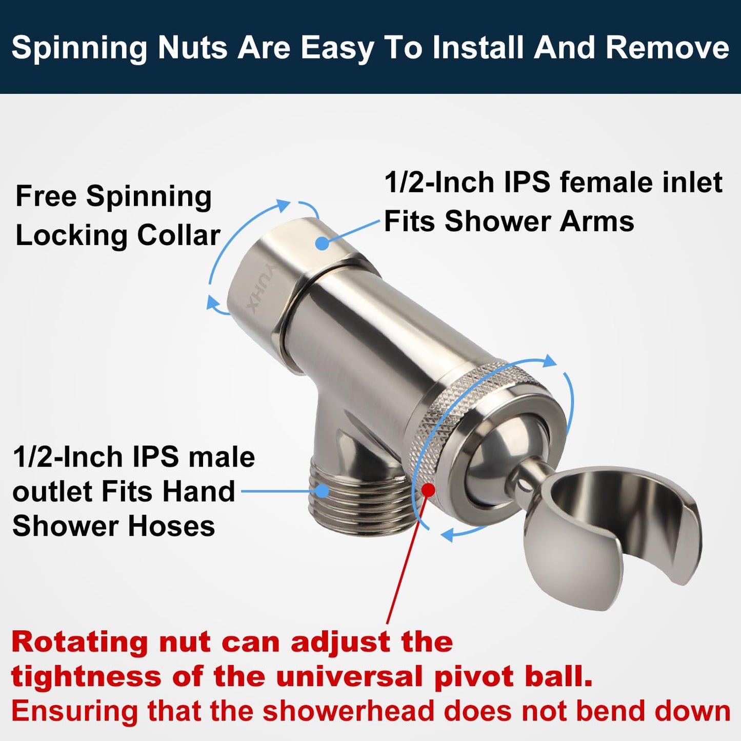 All Metal Handheld Shower Head with Brass Hand Showerhead Holder,1.75 GPM & 2.5 GPM High Pressure HandHeId Shower Head with Long Hose 72" Flexible Extension
