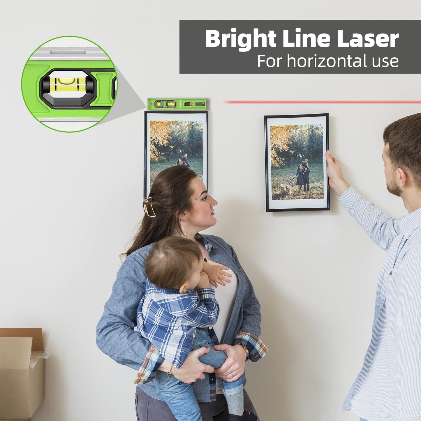 Huepar Rechargeable 3-in-1 Laser Leveling Tool with Light, Bubble Level and 66Ft Laser Distance Measure, 10 Inch Torpedo Level, Magnetic Spirit Level for Construction or Home Renovation