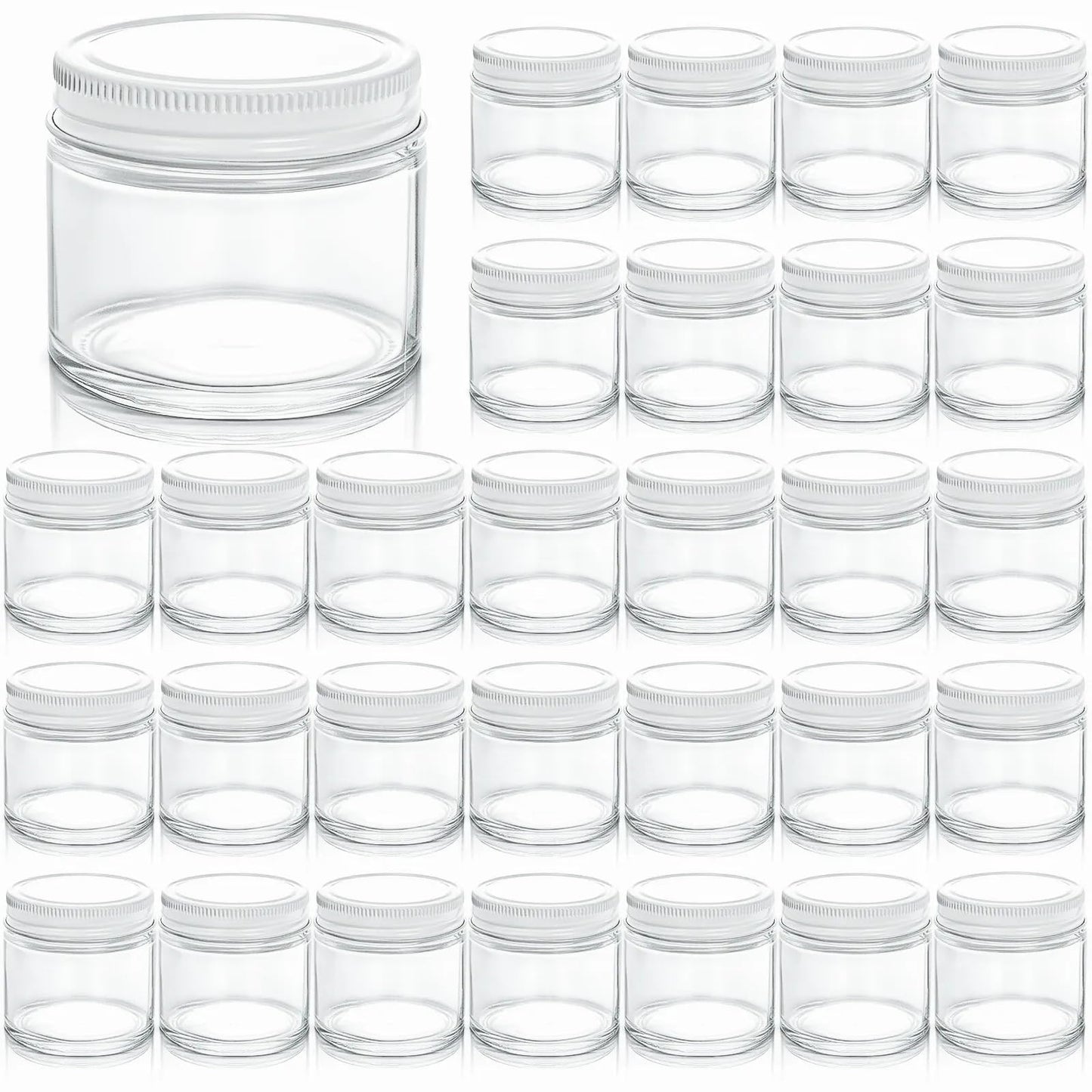 TOPZEA 30 Pack Small Glass Jars with Lids, 2 Oz Round Clear Straight Sided Canning Jars Spice Jars Mason Jars Food Container for Cream, Lotions, Ointments, Herbs, Spices and Wedding Favor