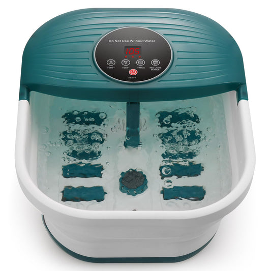 Collapsible Foot Spa Bath Massager with Heat, Bubble, 35-48℃ /95-118℉ Adjustable Temperature Fast Heating, Massage Rollers(Non-electric) with Detachable Massage Points Relief at Home