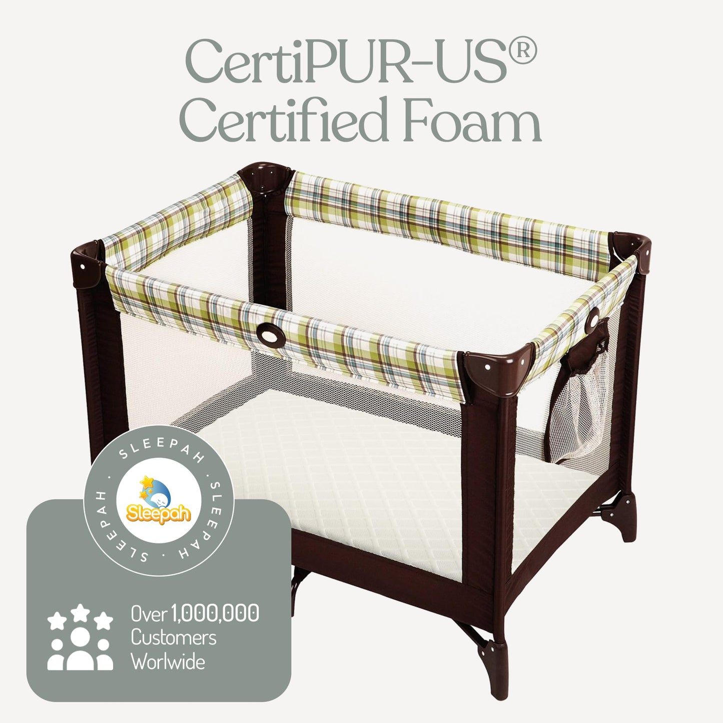 Sleepah Pack and Play Mattress Foam Pad 38 x 26 x 1 for Playpen, Portable Playyard Mattress - Soft Waterproof Washable & Removable Cover Breathable Topper