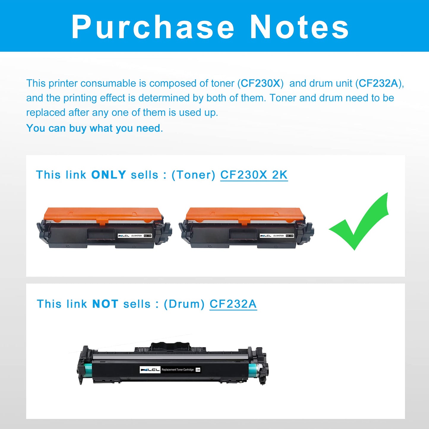 LCL Compatible Toner Cartridge for HP 30X CF230X High Yield (2-Pack, Black) for HP LaserJet Pro M203d, M203dn, 203dw, M230fdw, M230sdn, MFP M227d, M227fdn, M227fdw, 227sdn Printer