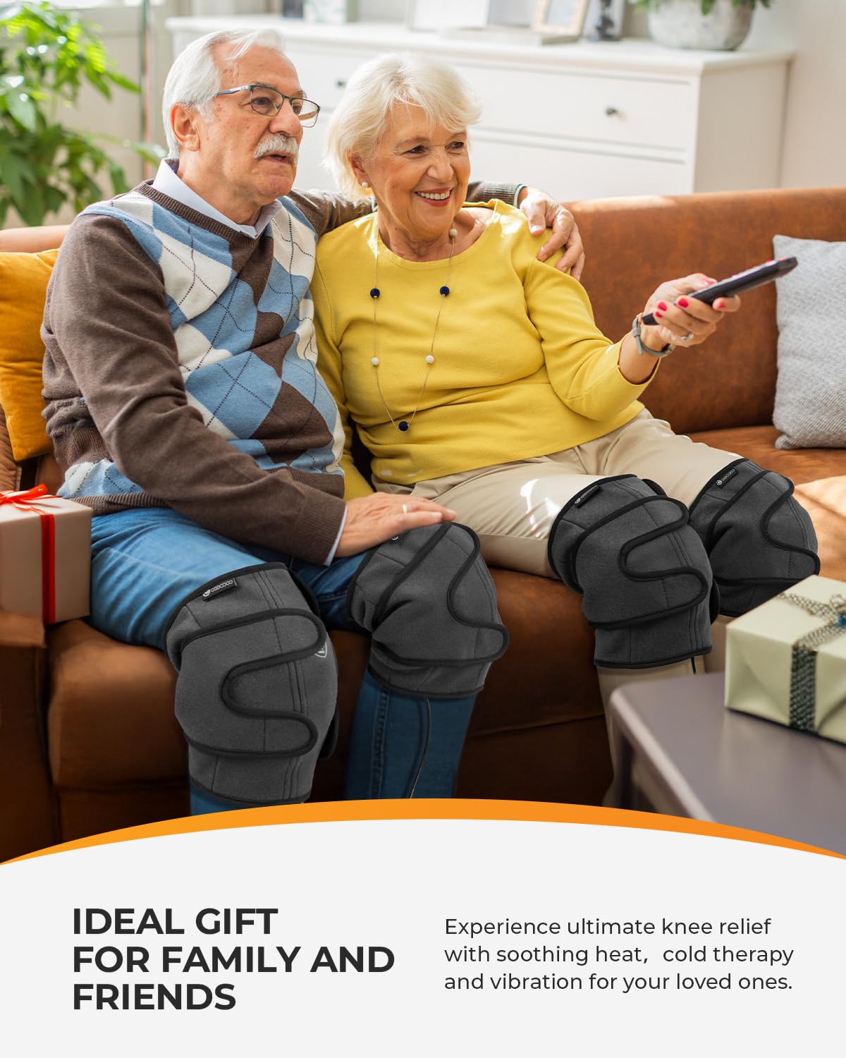 CooCoCo Knee Massager with Heat/Cold, Gifts for Men, Women, Heating Pad for Knee Pain Relief, Knee Warmer, Heated Knee Pad for Dad Mom Husband Wife Seniors